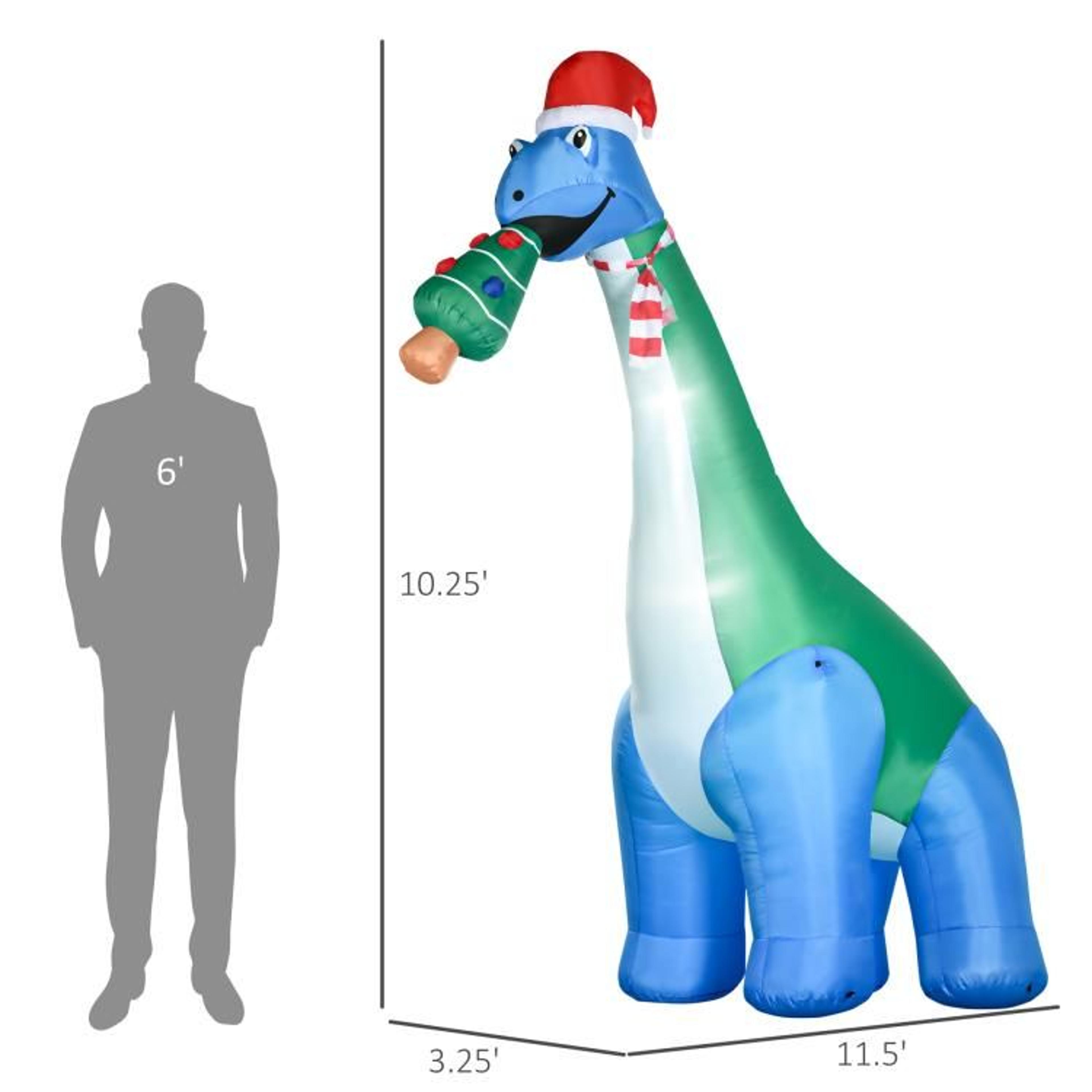 11 Ft Christmas Inflatable Dinosaur With LED Lights And Christmas Tree 4
