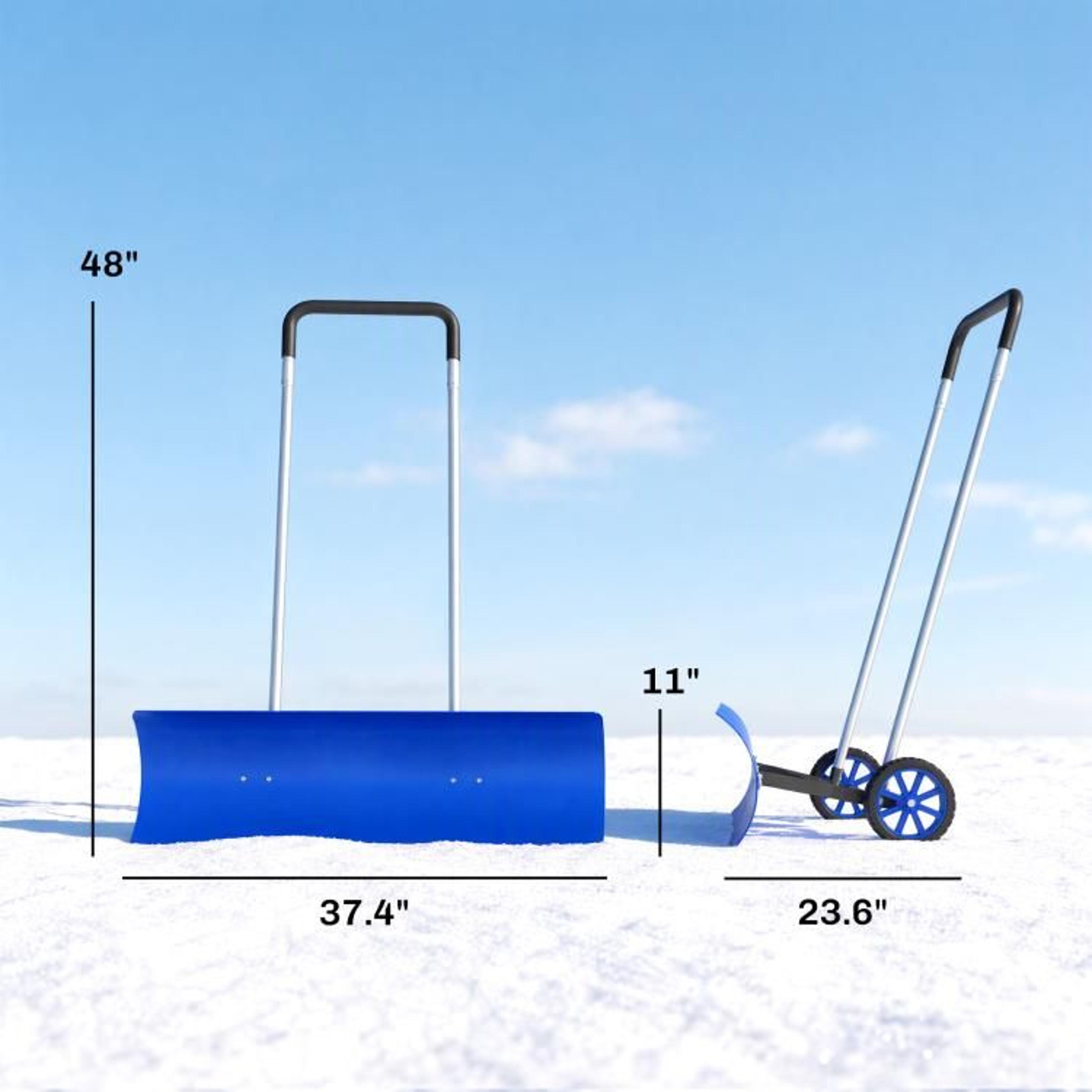 37Inch Wide Snow Shovel With Wheels And Adjustable Ergonomic Handle 4