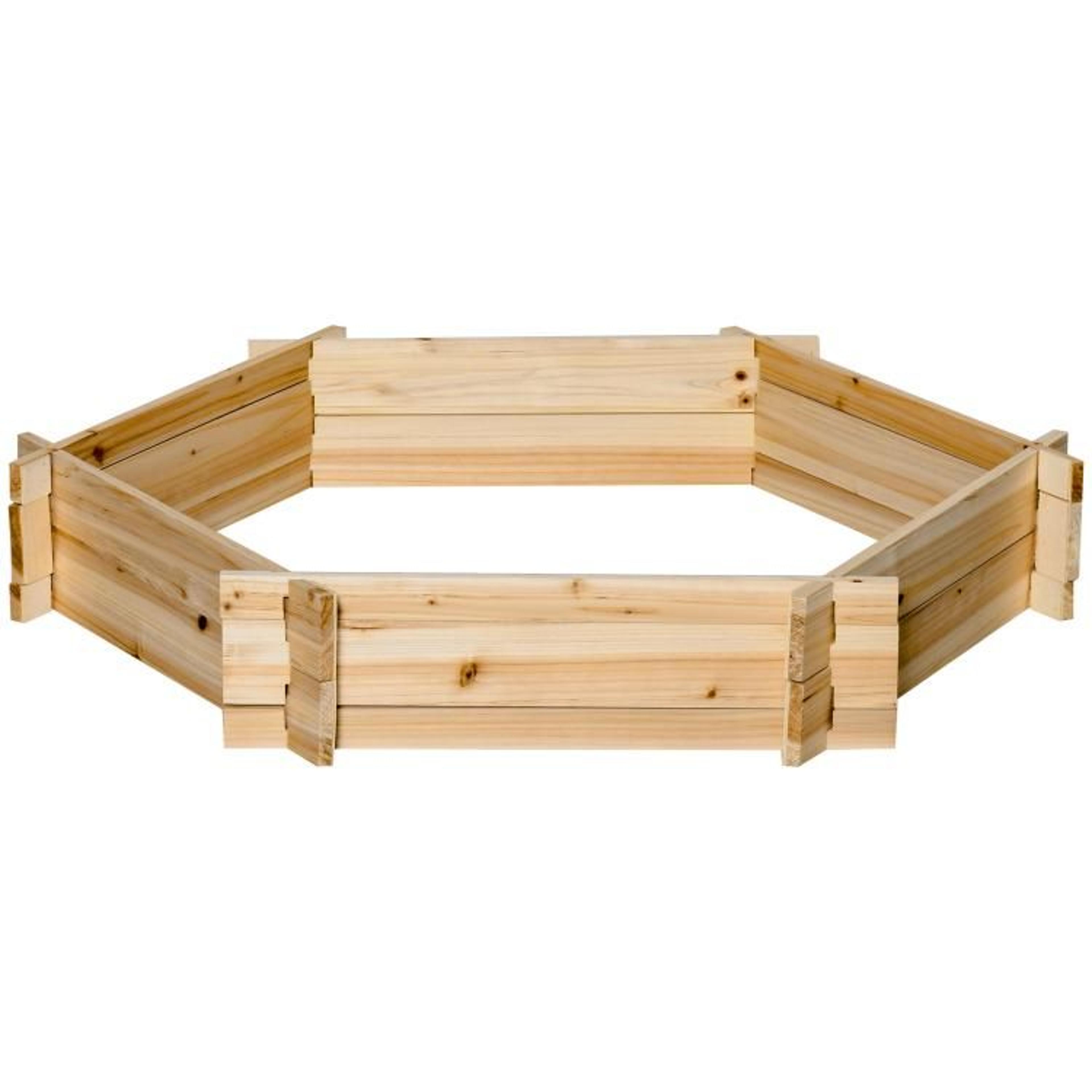 Hexagon Raised Garden Bed With ToolFree Assembly And Natural Wood Frame 1