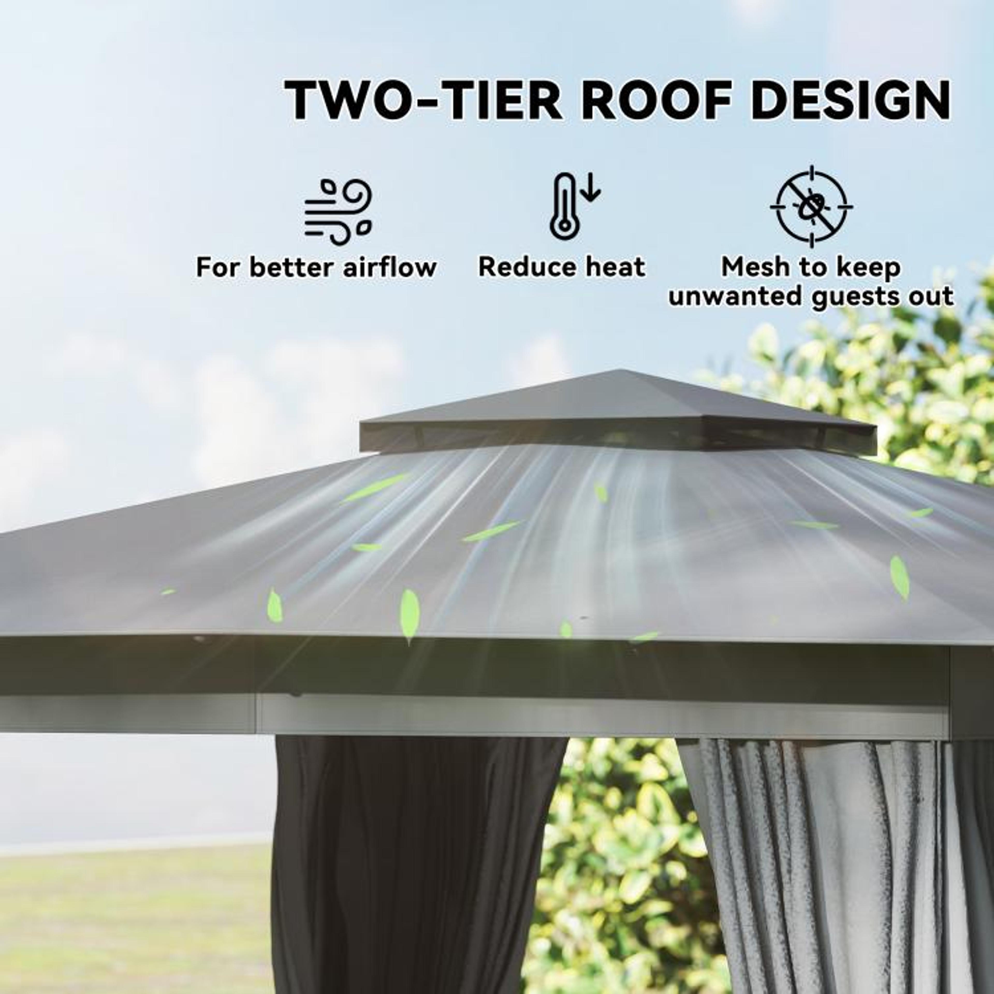 10 X 12 Ft Outdoor Patio Gazebo With DoubleTier Soft Top Curtains And Netting 6