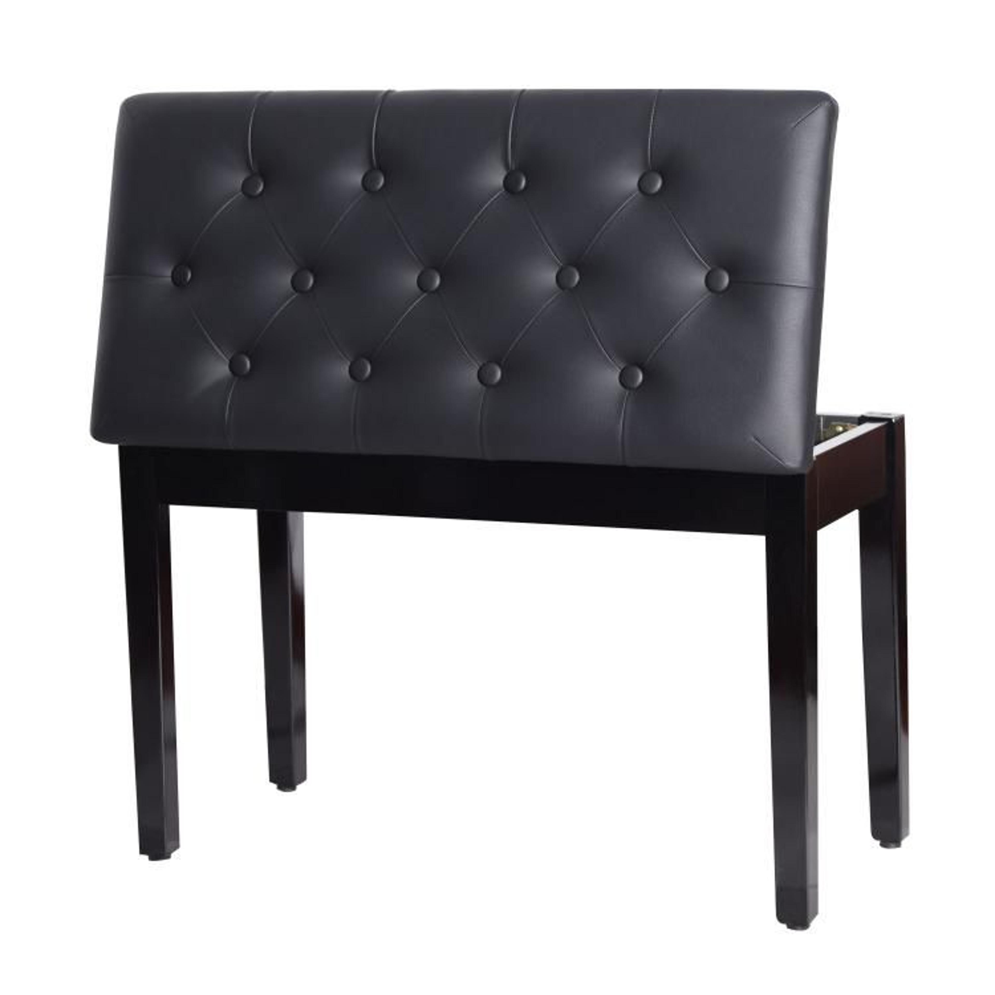 duet piano bench with tufted faux leather cushion and wooden frame  black