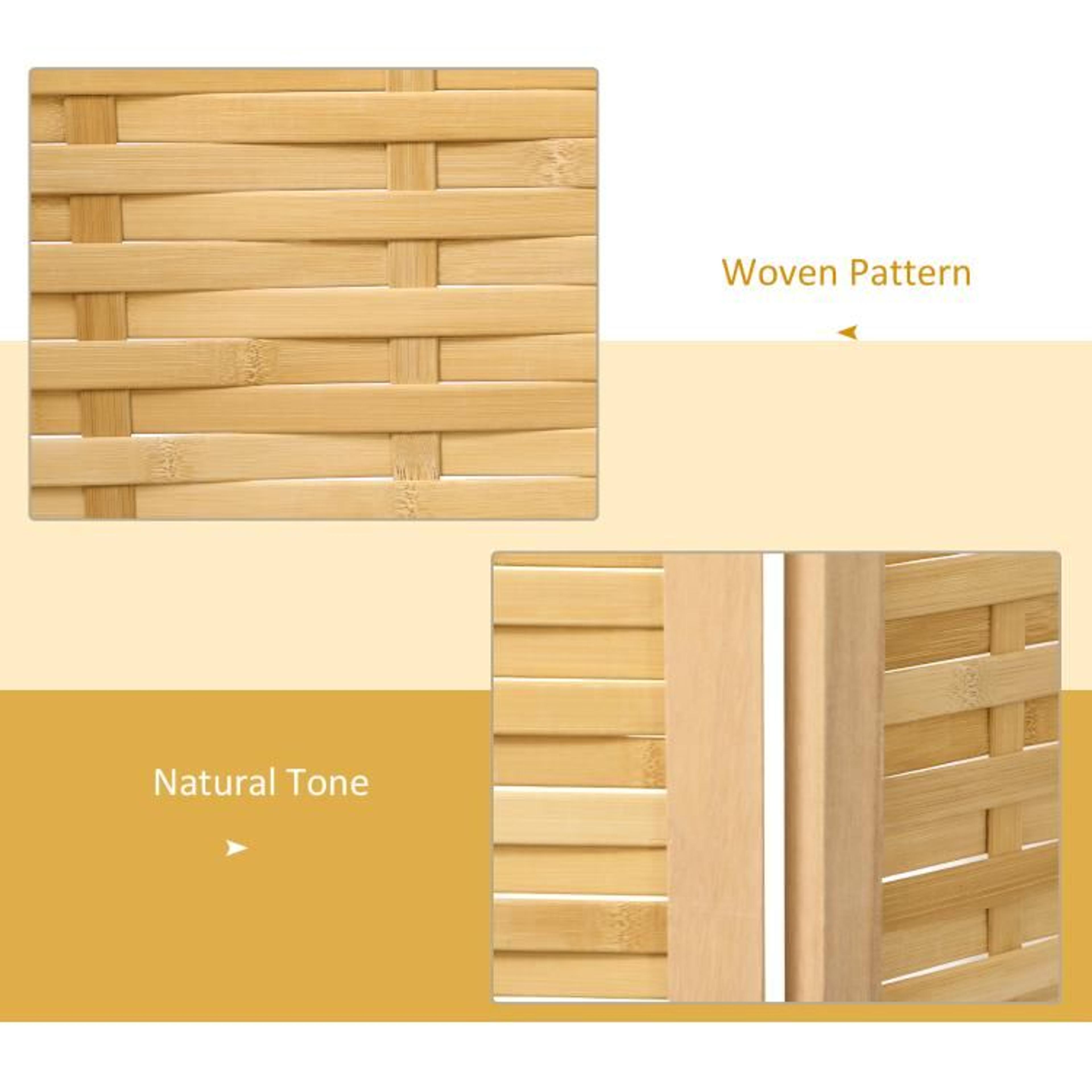 3Panel Bamboo Folding Room Divider With Handwoven Privacy Screen 5