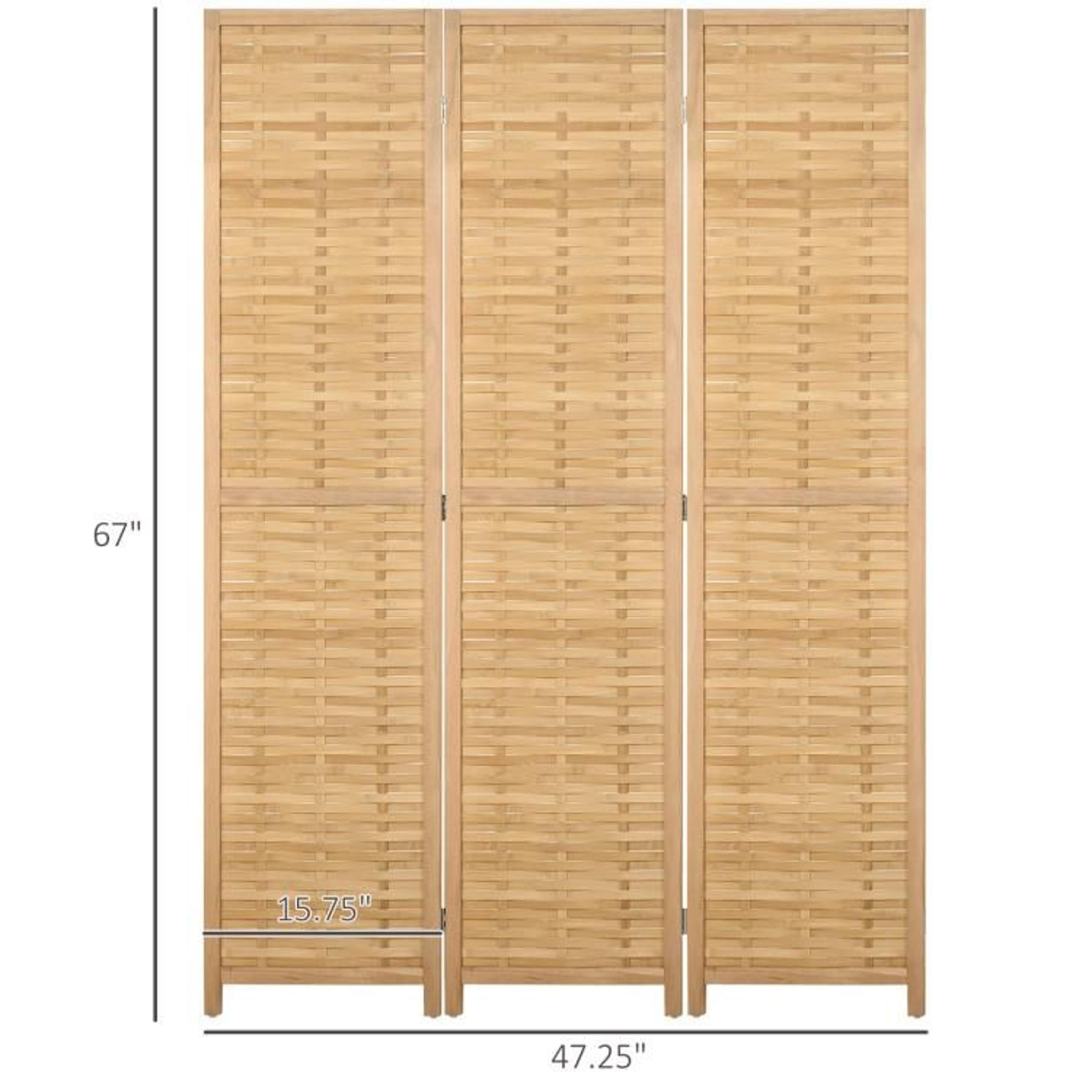 3Panel Bamboo Folding Room Divider With Handwoven Privacy Screen 4