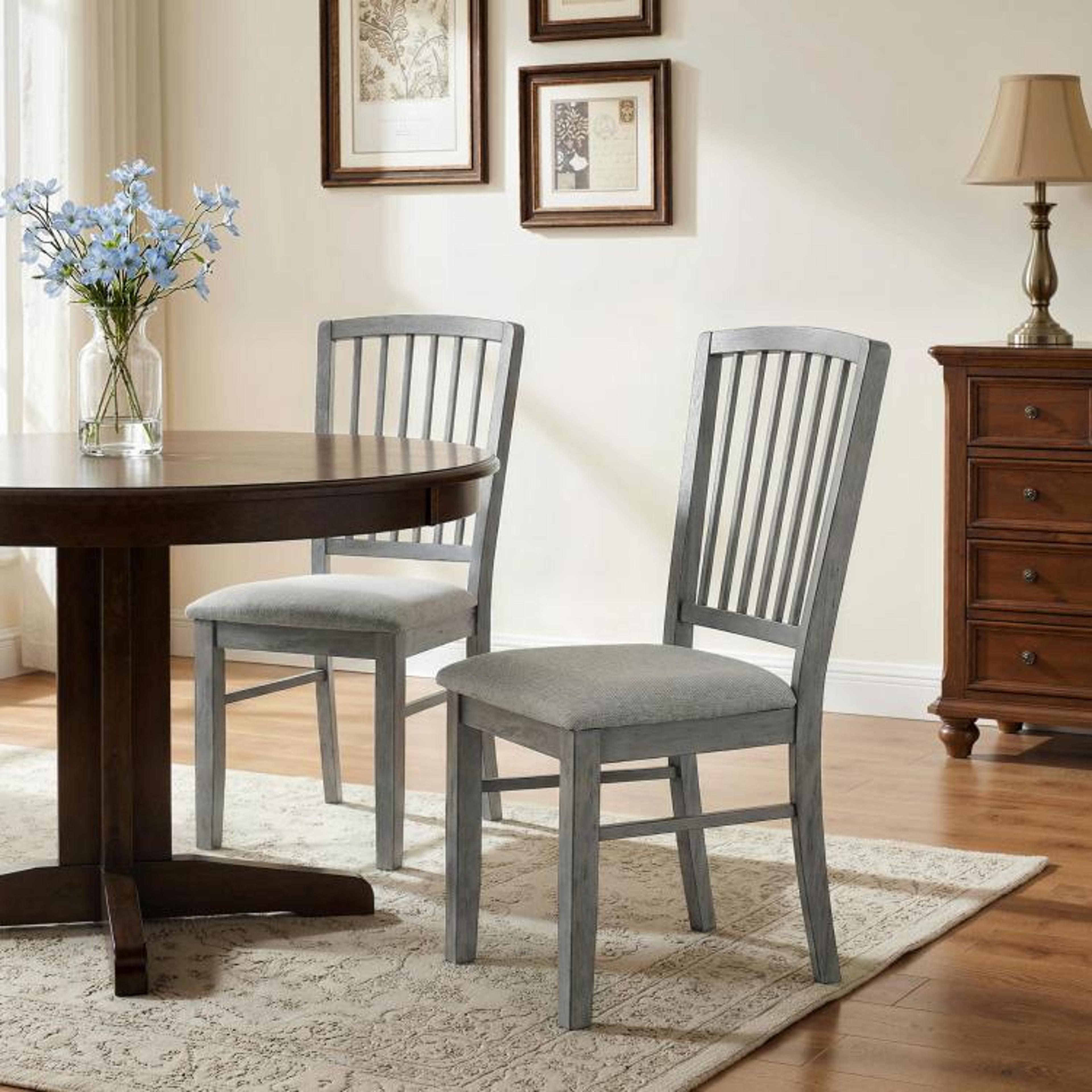 Upholstered Dining Chairs  With Rubberwood Legs  Rustic Gray 3