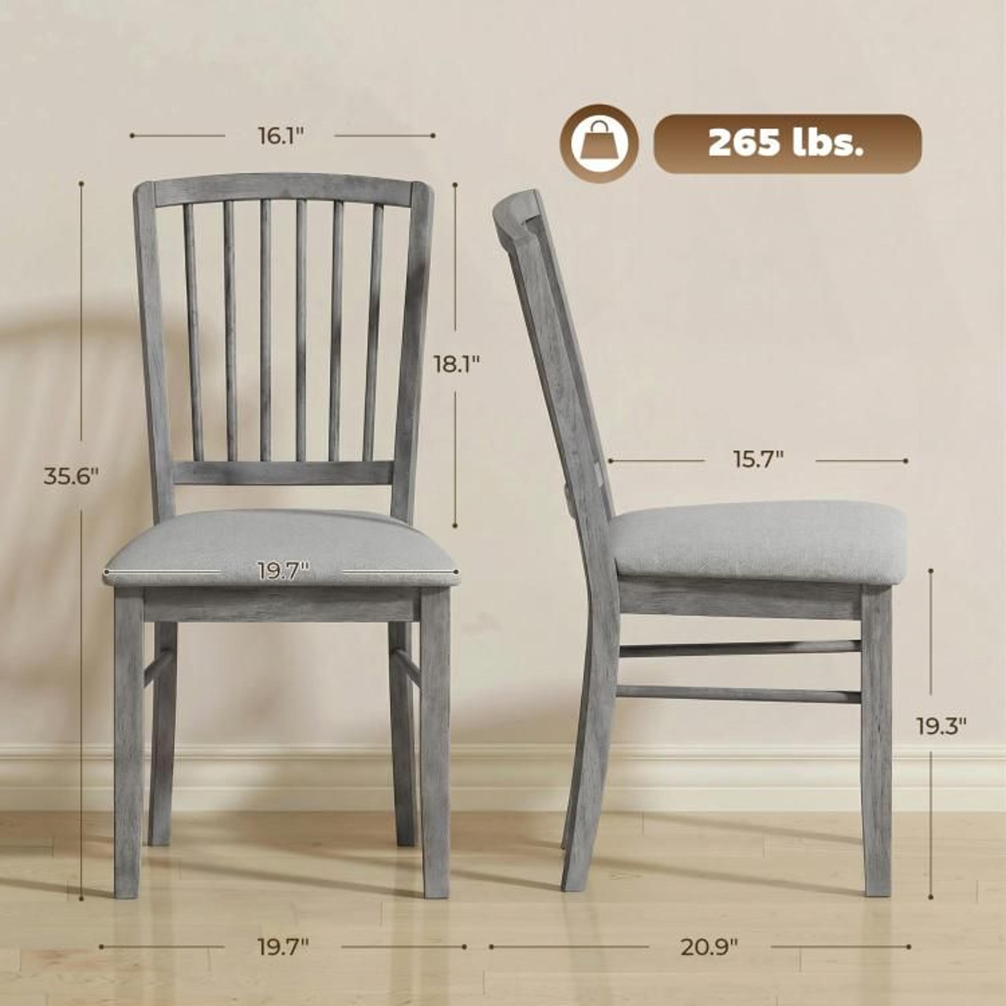 Upholstered Dining Chairs  With Rubberwood Legs  Rustic Gray 4