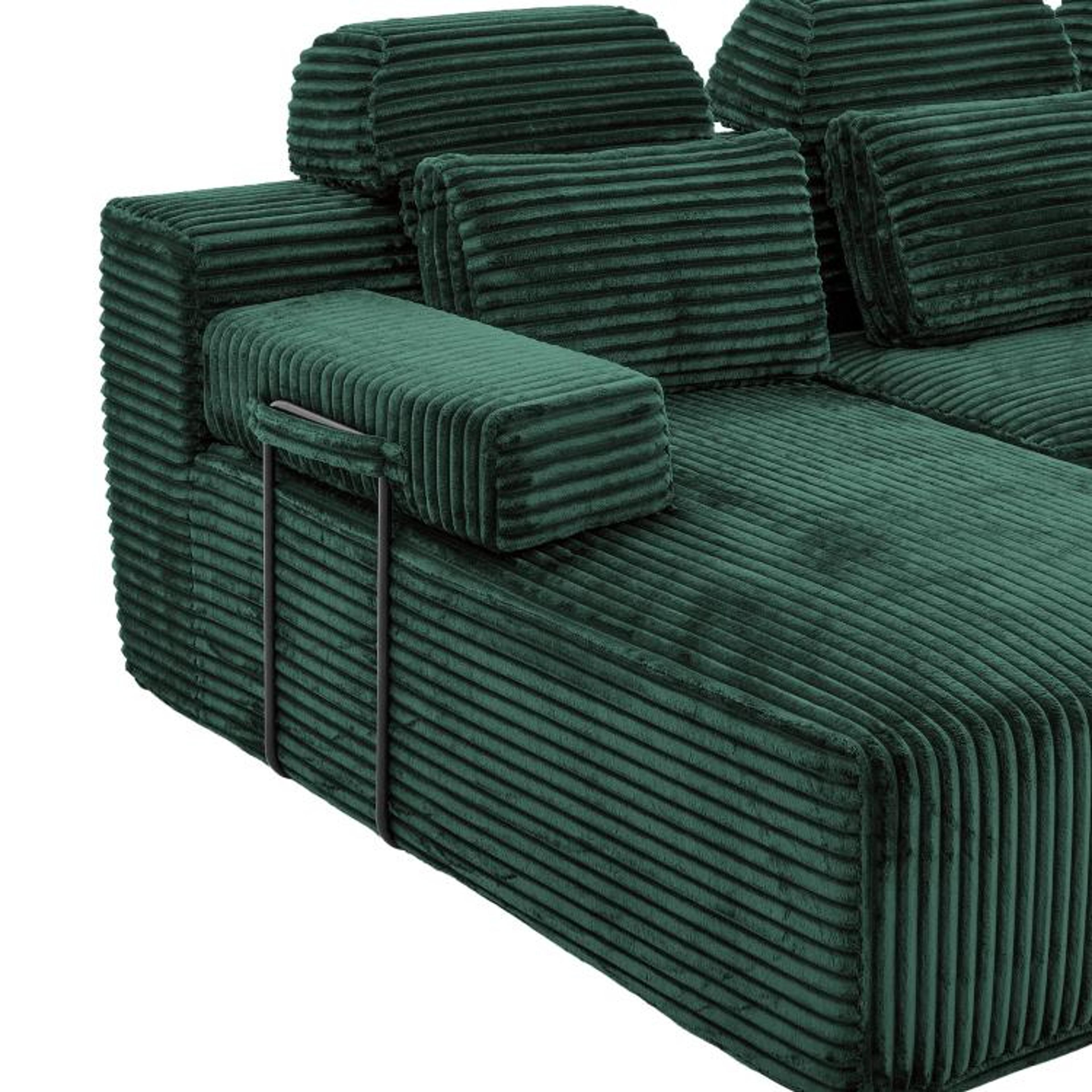 UShaped Corduroy Sectional Sofa With Double Chaise And Modular Design 4