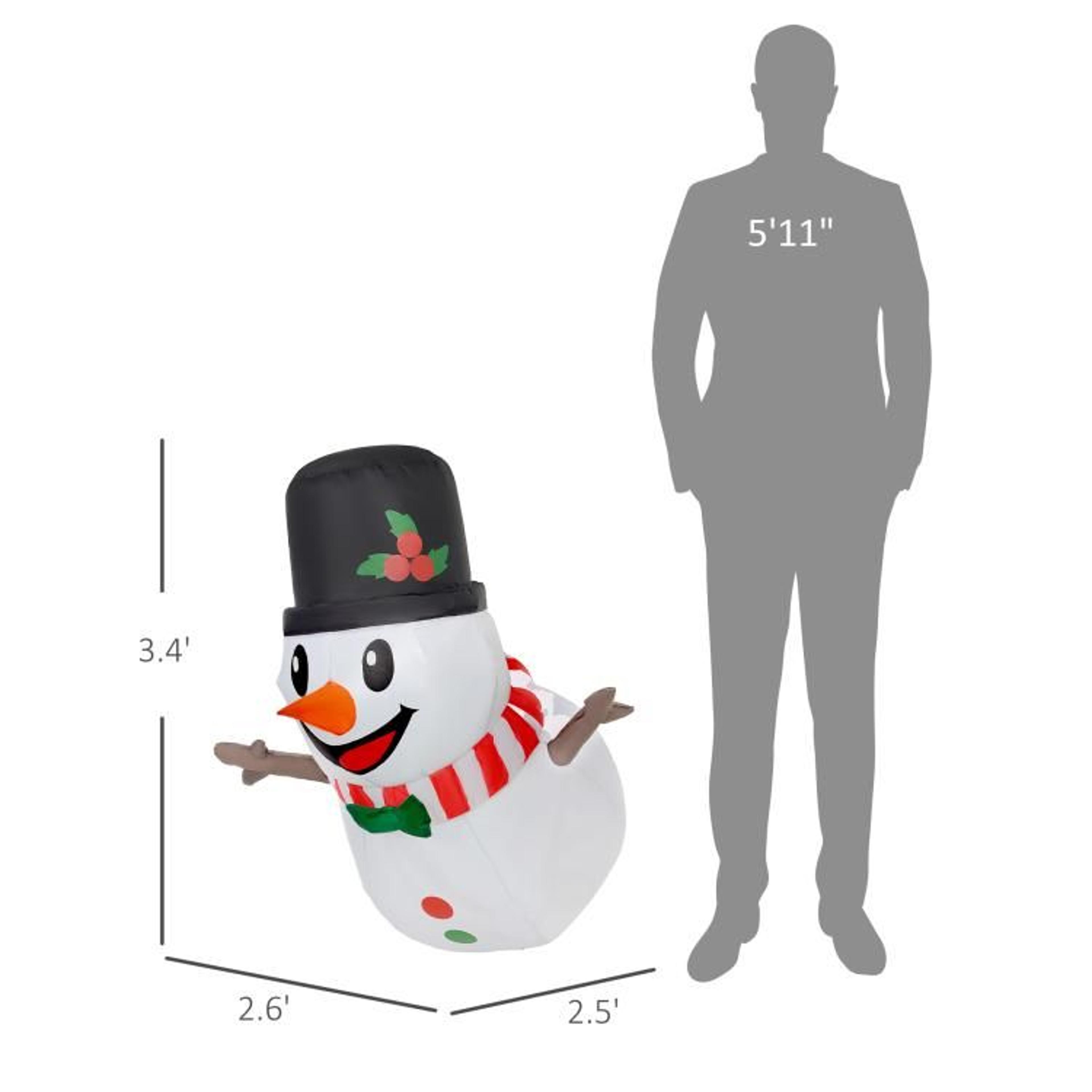 34 Ft Hanging Inflatable Snowman With LED Lights For Outdoor Christmas Decor 4