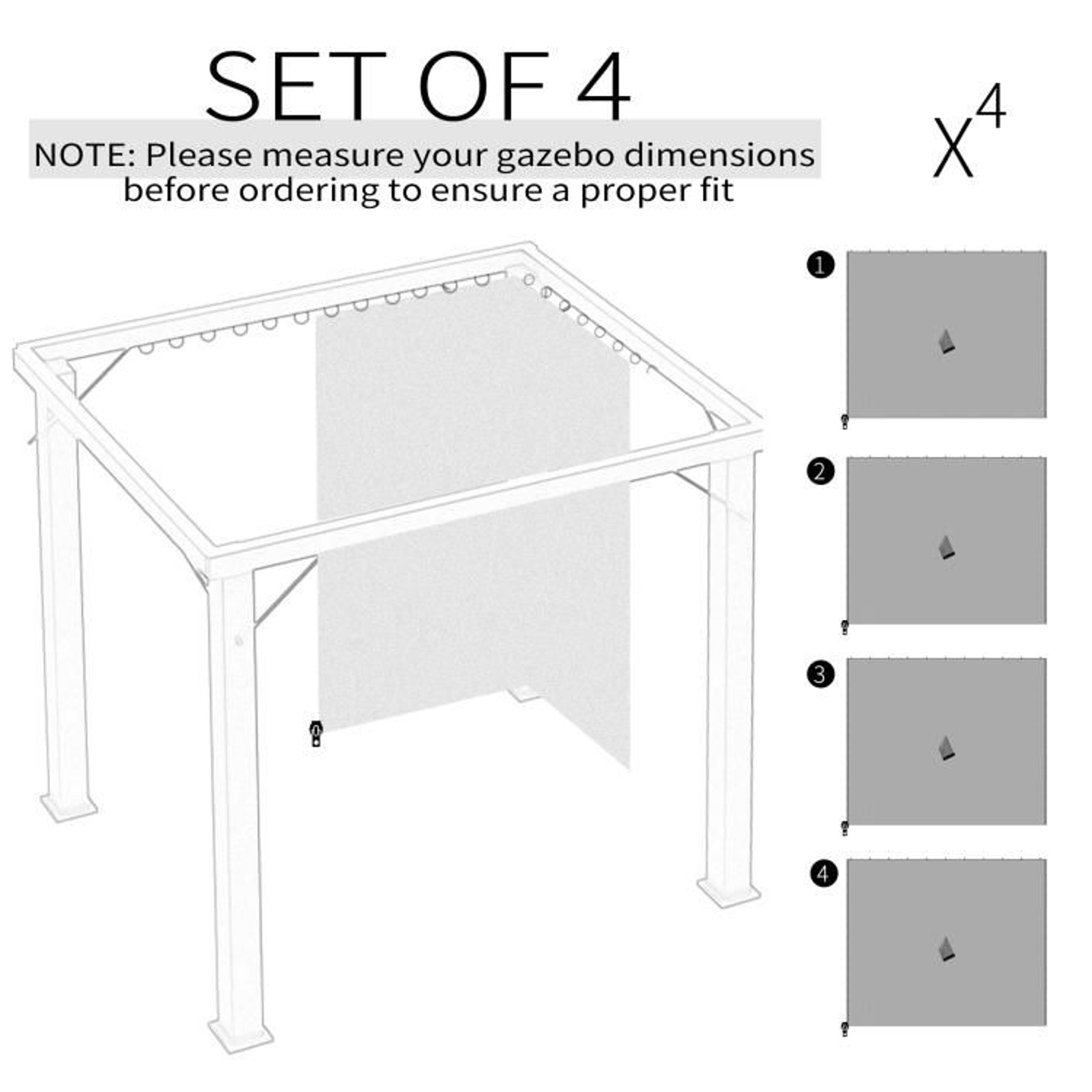 Gazebo Replacement Curtains With Zippers And Hooks  Gray 4
