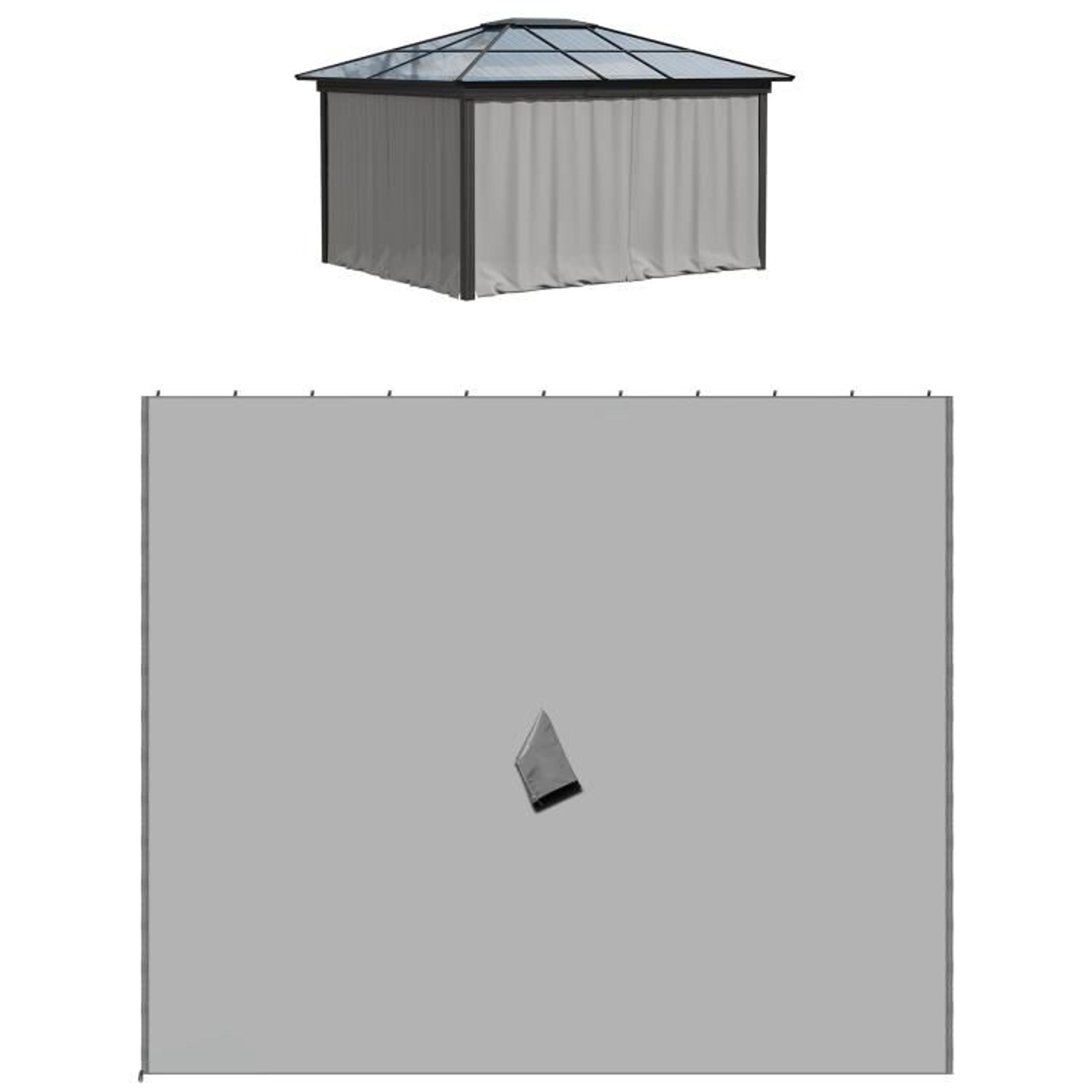 Gazebo Replacement Curtains With Zippers And Hooks  Gray 6