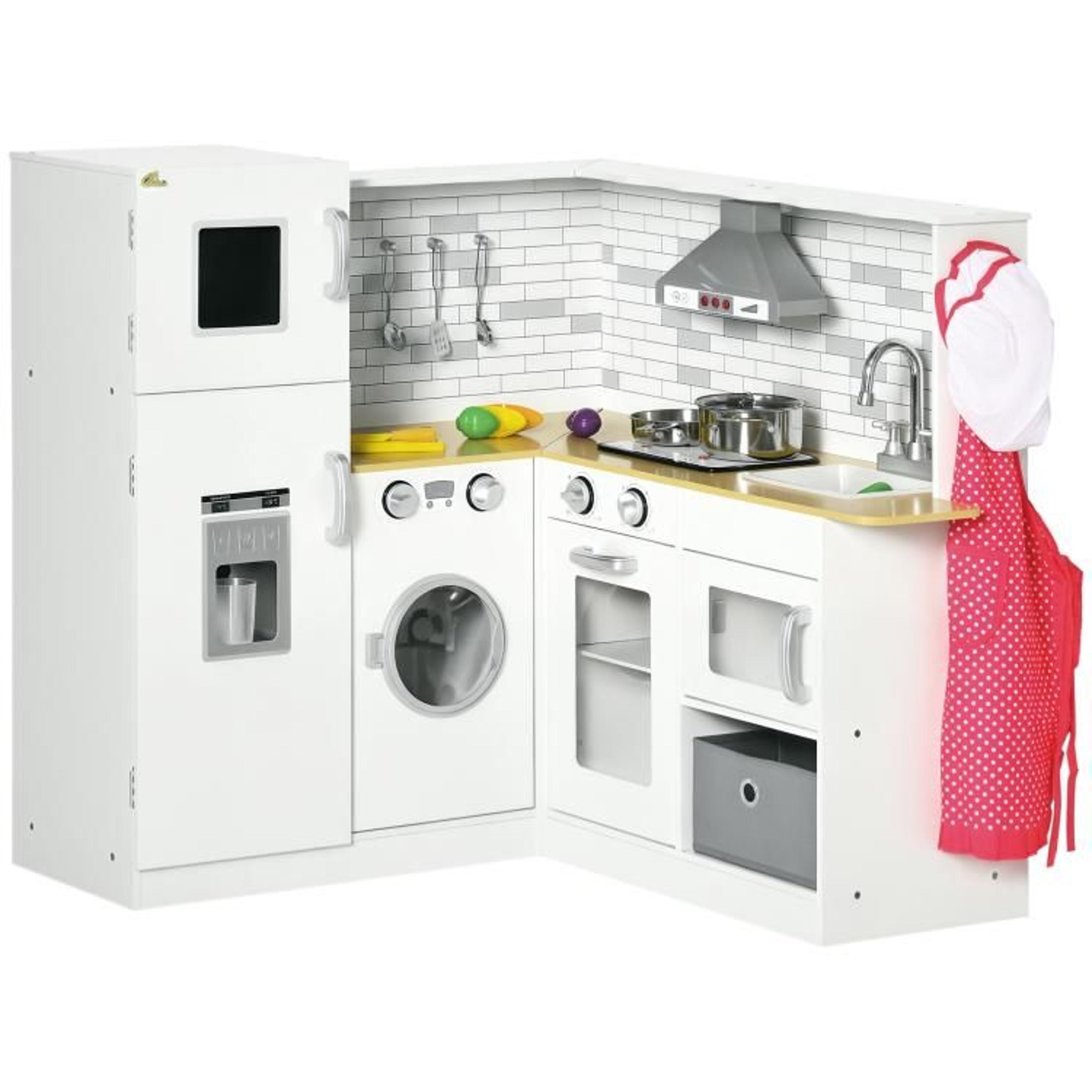 wooden corner play kitchen set with lights and sounds for kids