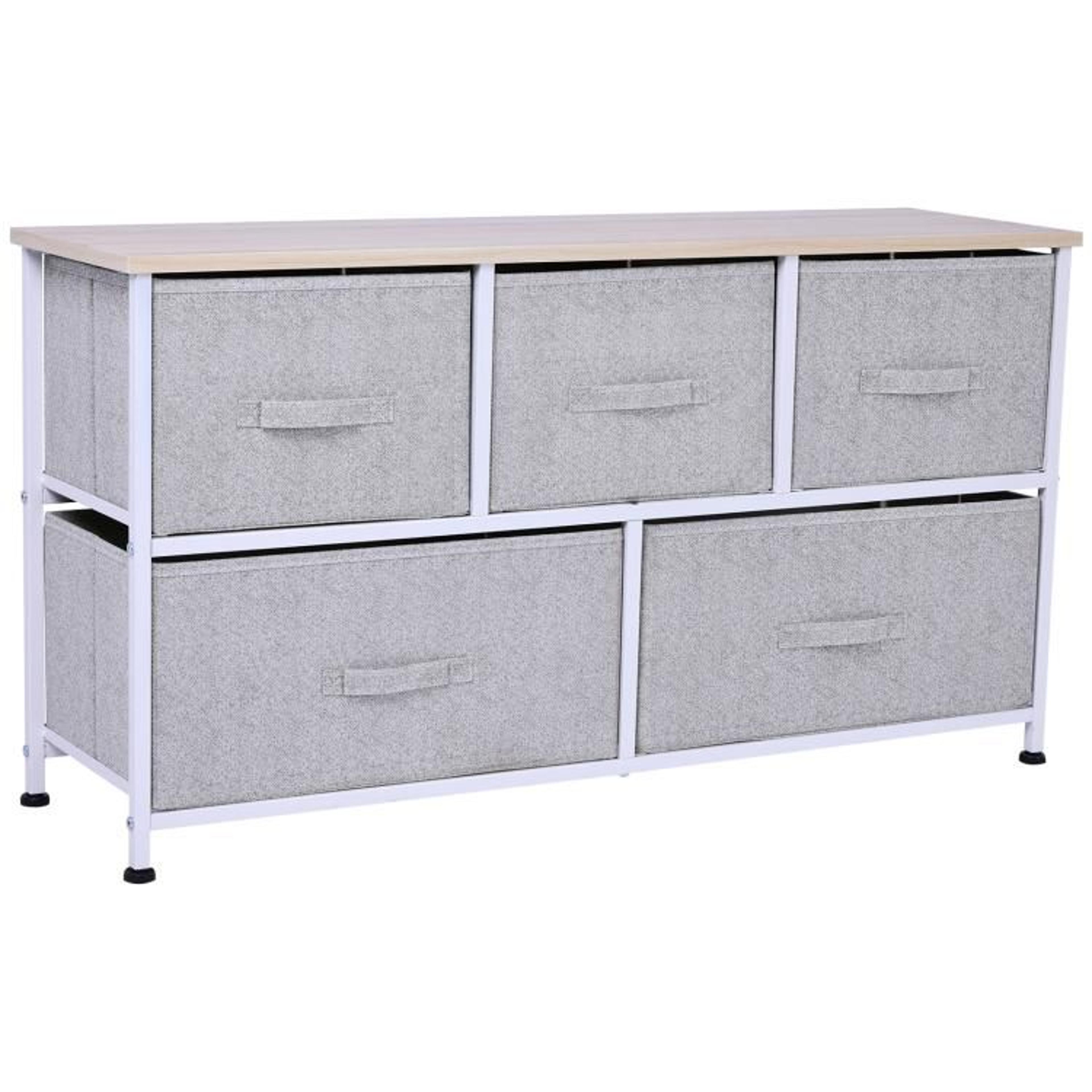 fabric dresser storage organizer with steel frame  light gray