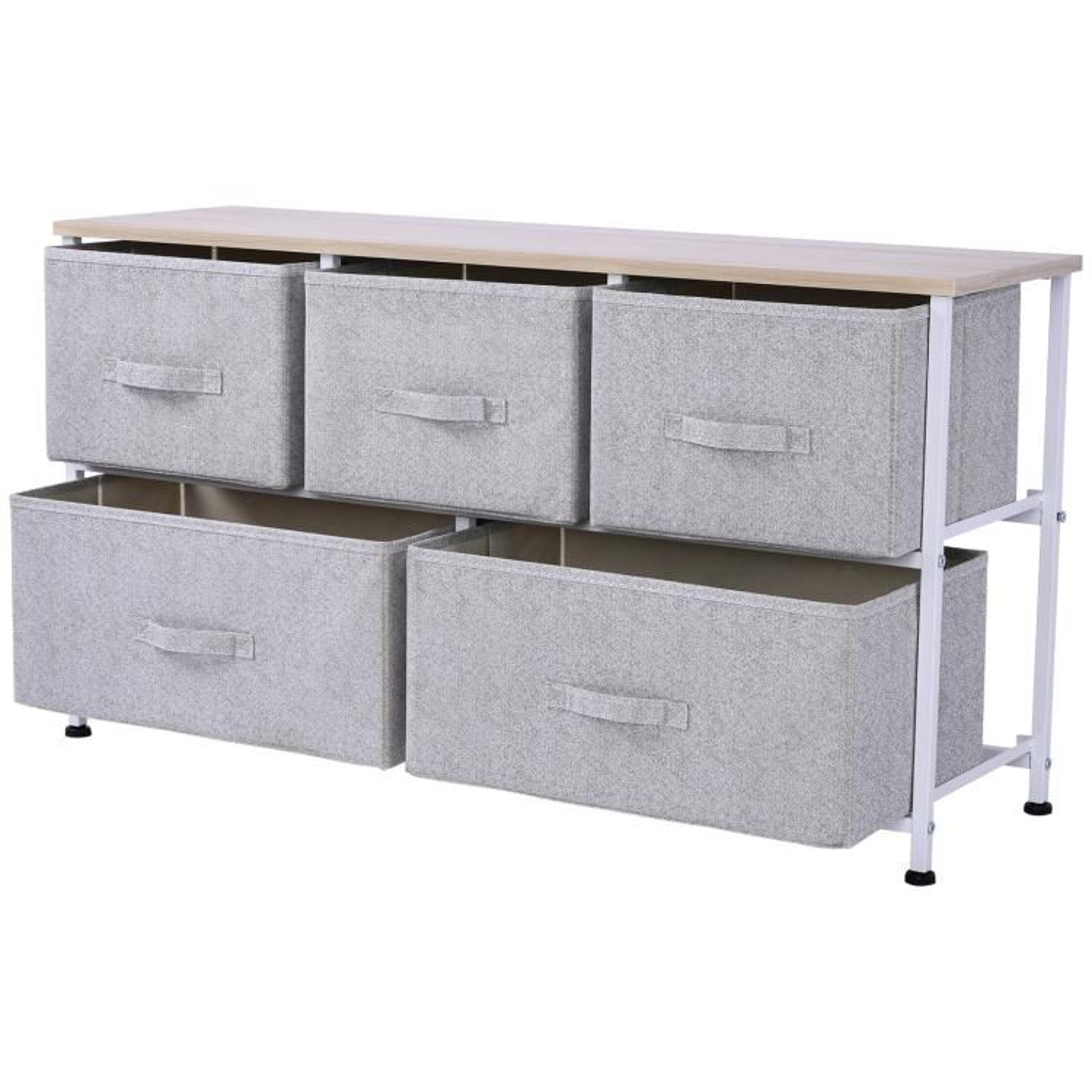 Fabric Dresser Storage Organizer With Steel Frame  Light Gray 1