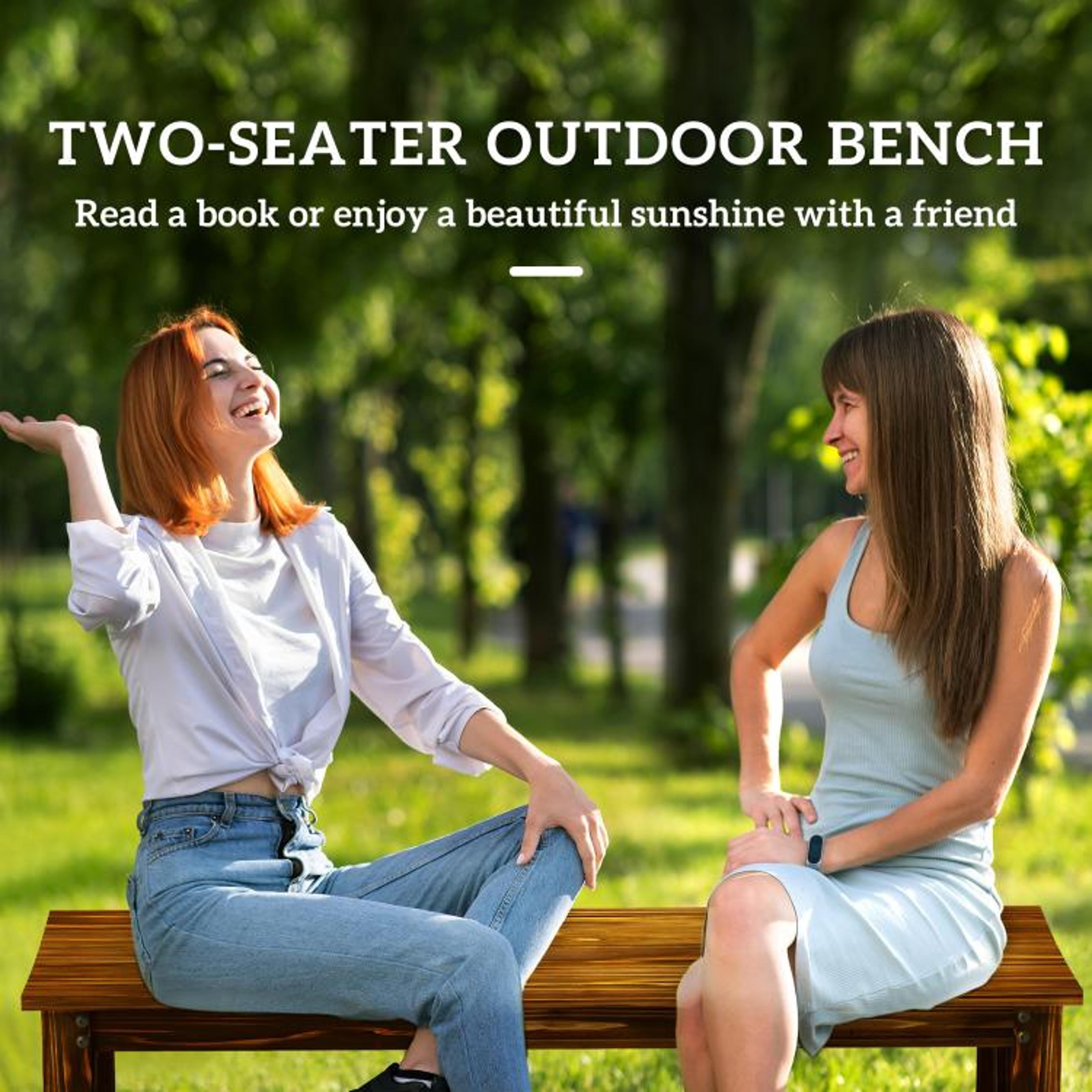 Solid Pine Wood Outdoor Garden Bench With Slatted Seat 4