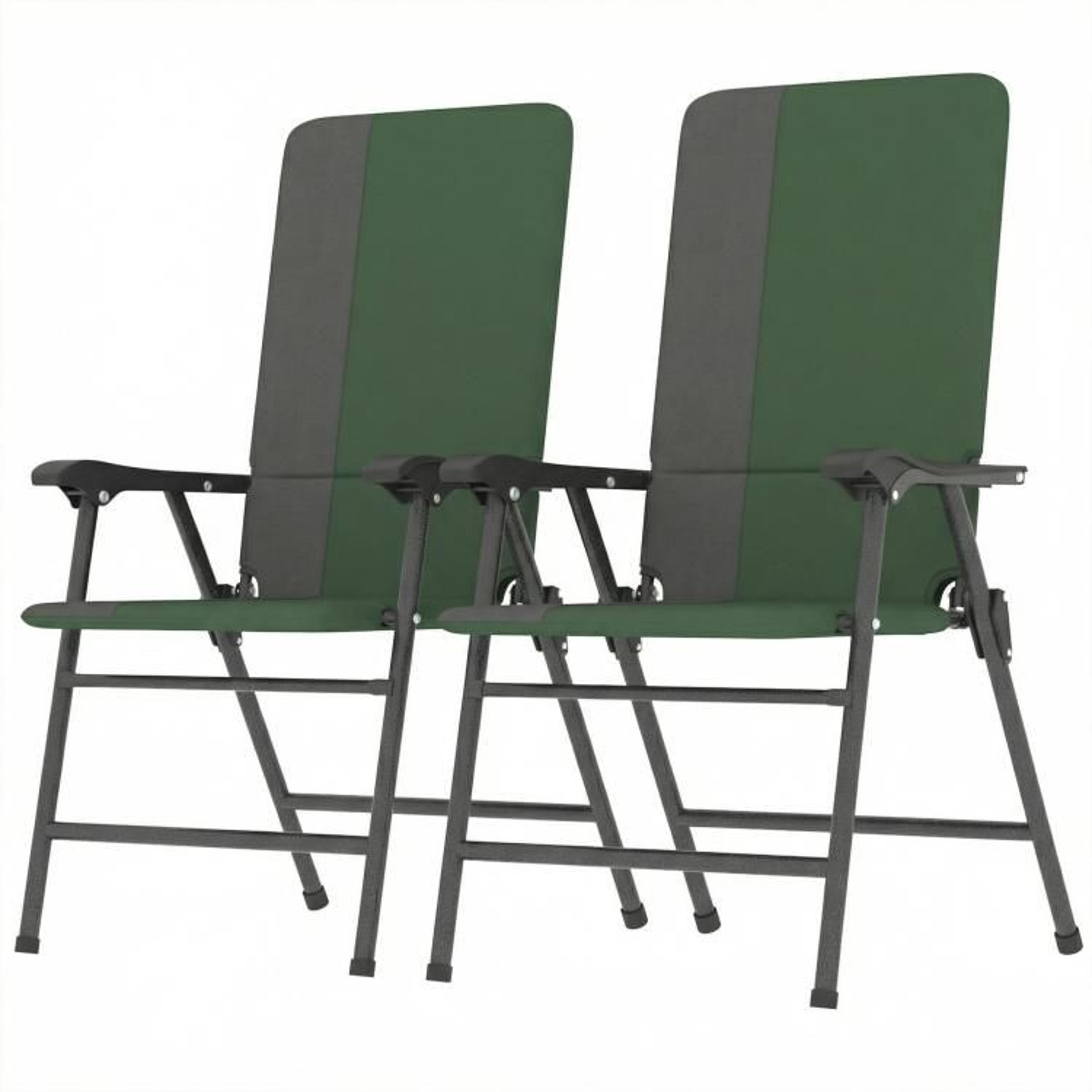 padded folding patio chairs set of 2 with high back and armrests dark green