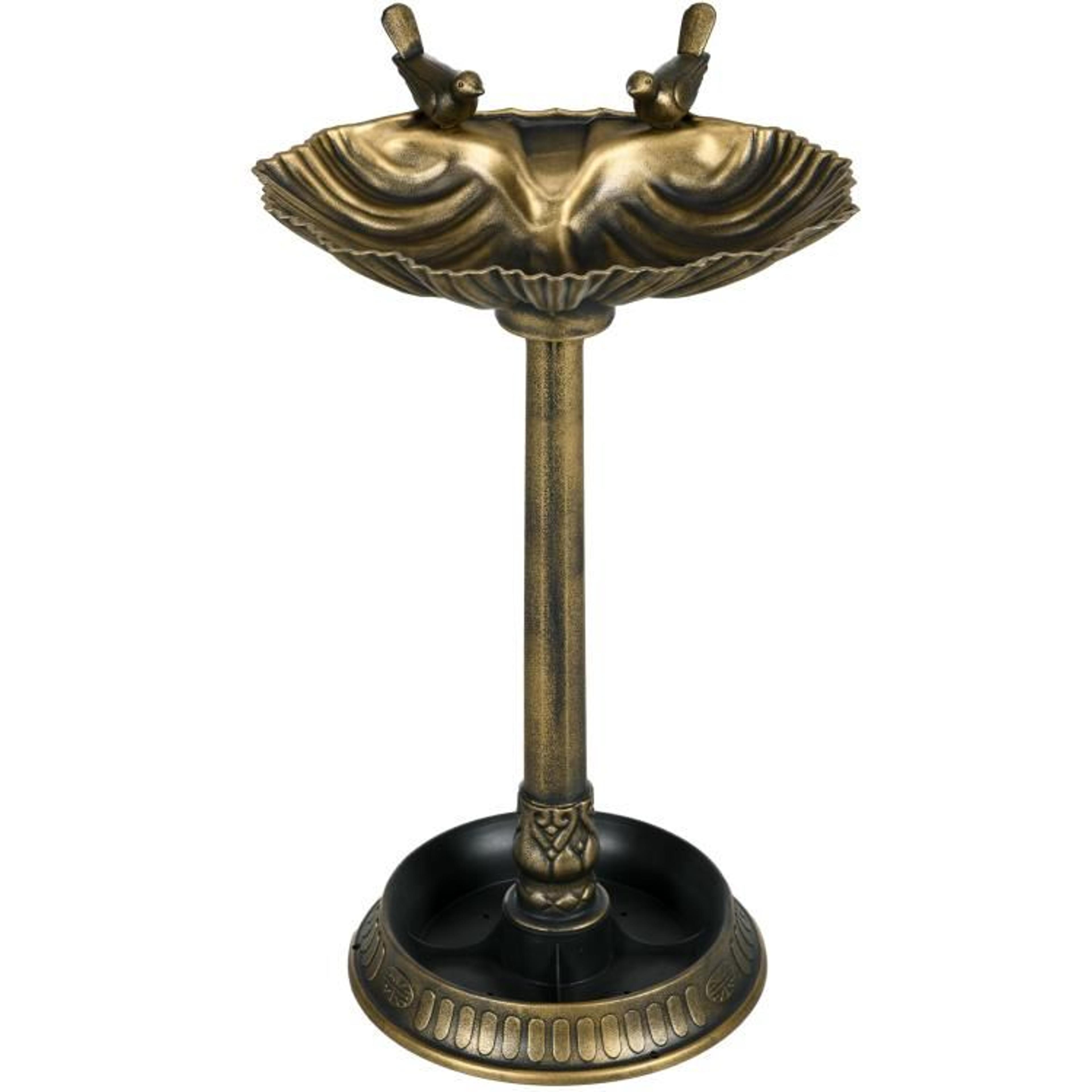 Antique Bronze Bird Bath With Planter Pedestal And Bird Statues 1