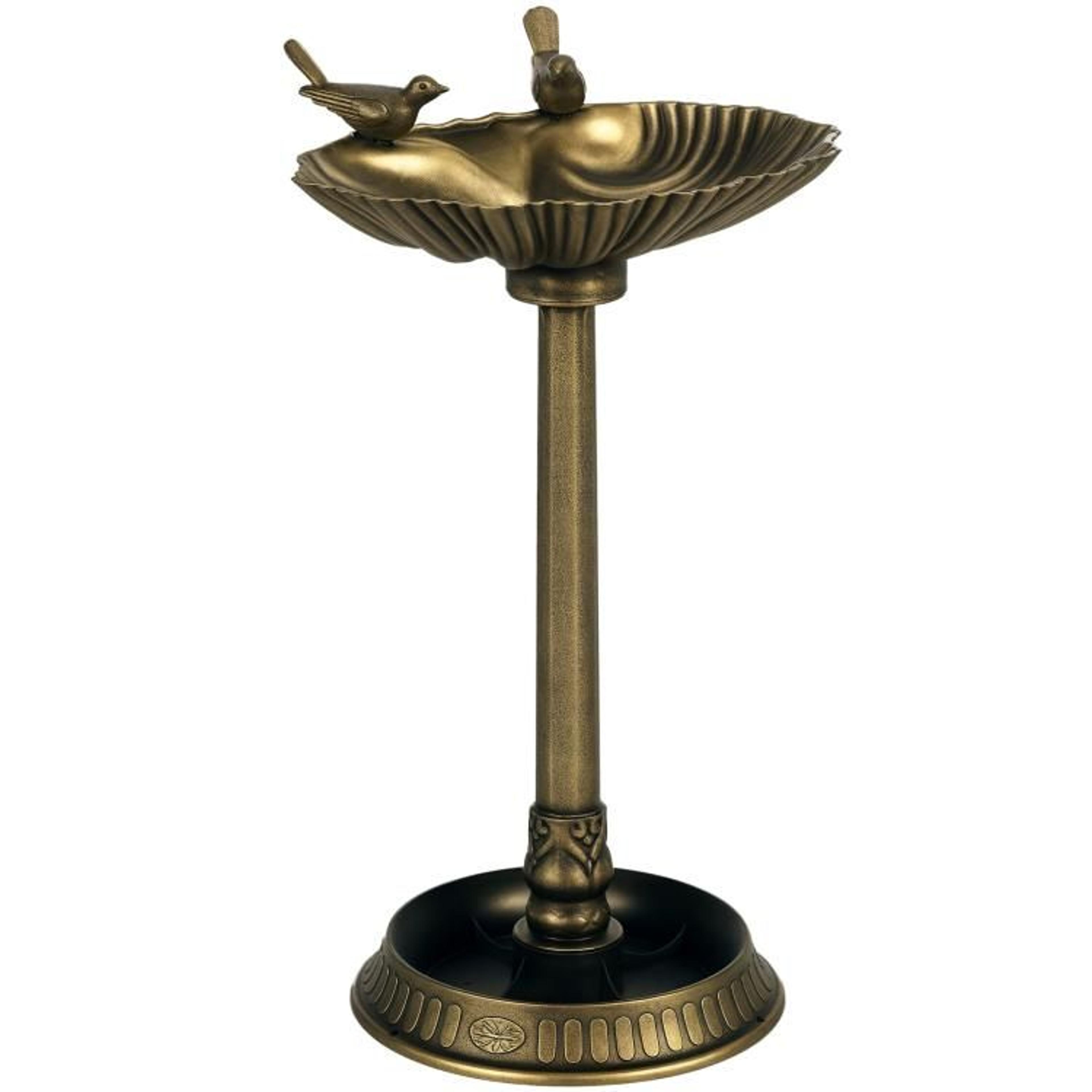 antique bronze bird bath with planter pedestal and bird statues