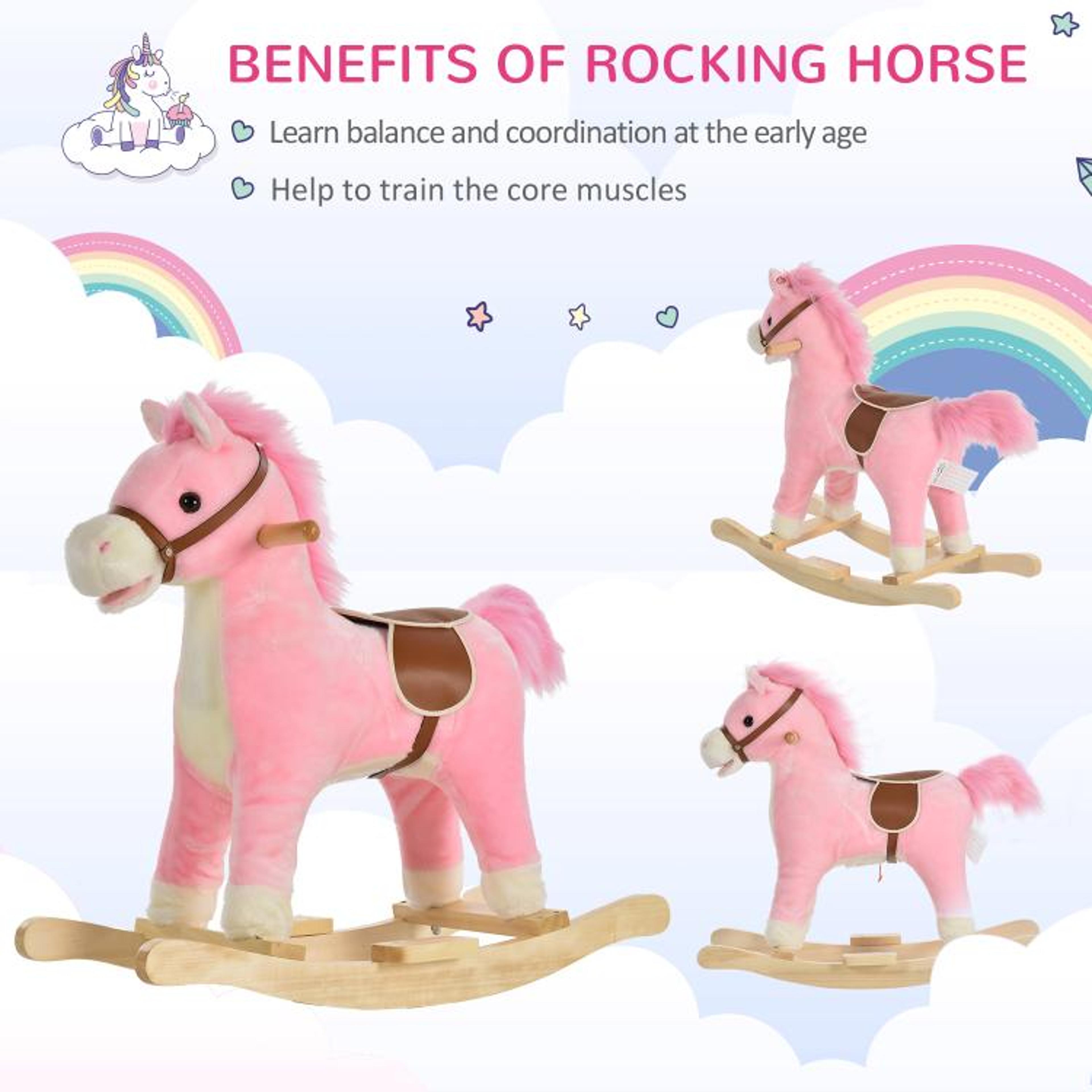Plush Rocking Horse For Kids With Sounds And Moving Features  Pink 5