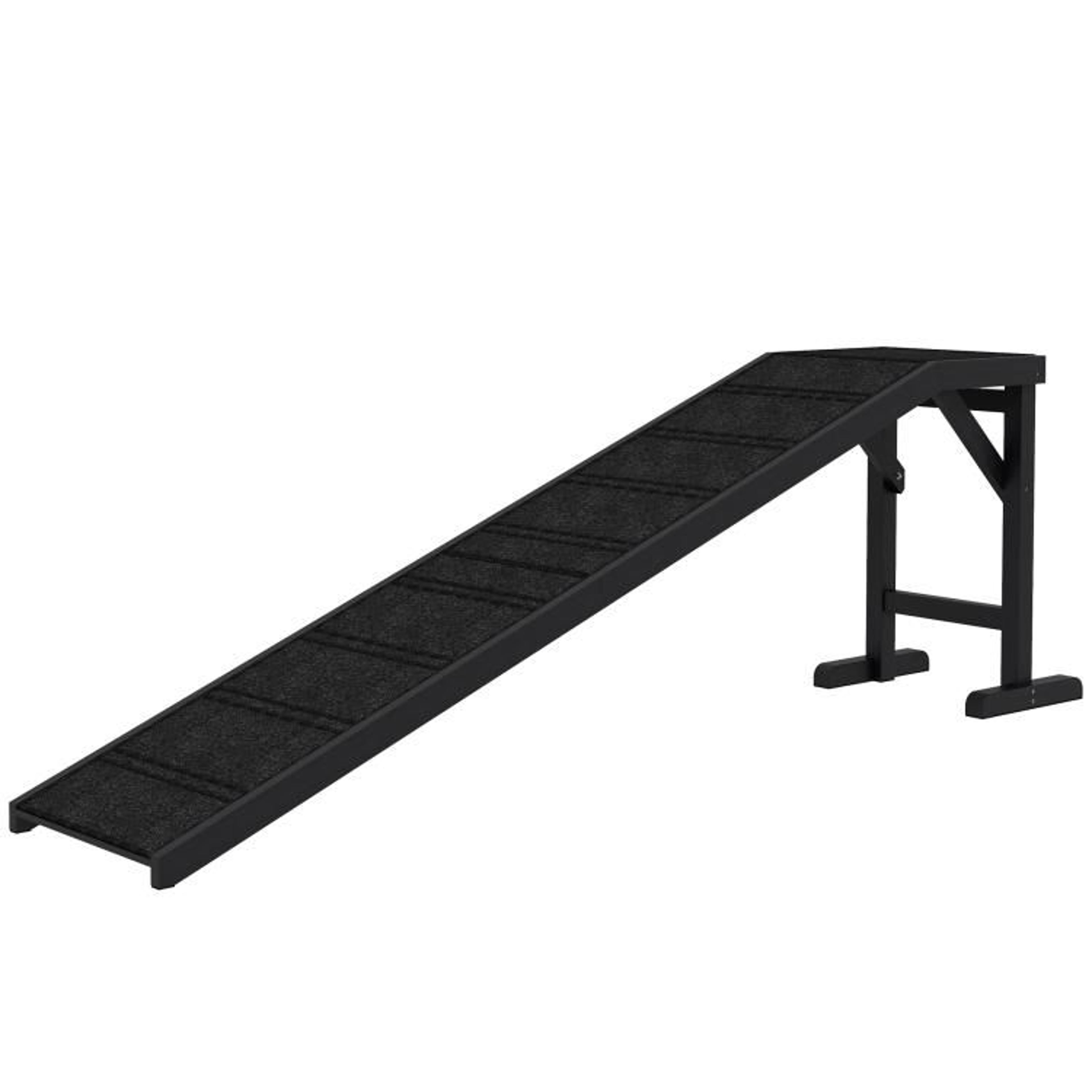 Dog Ramp With NonSlip Carpet And Top Platform 74Inch Black Wooden Pet Ramp 1