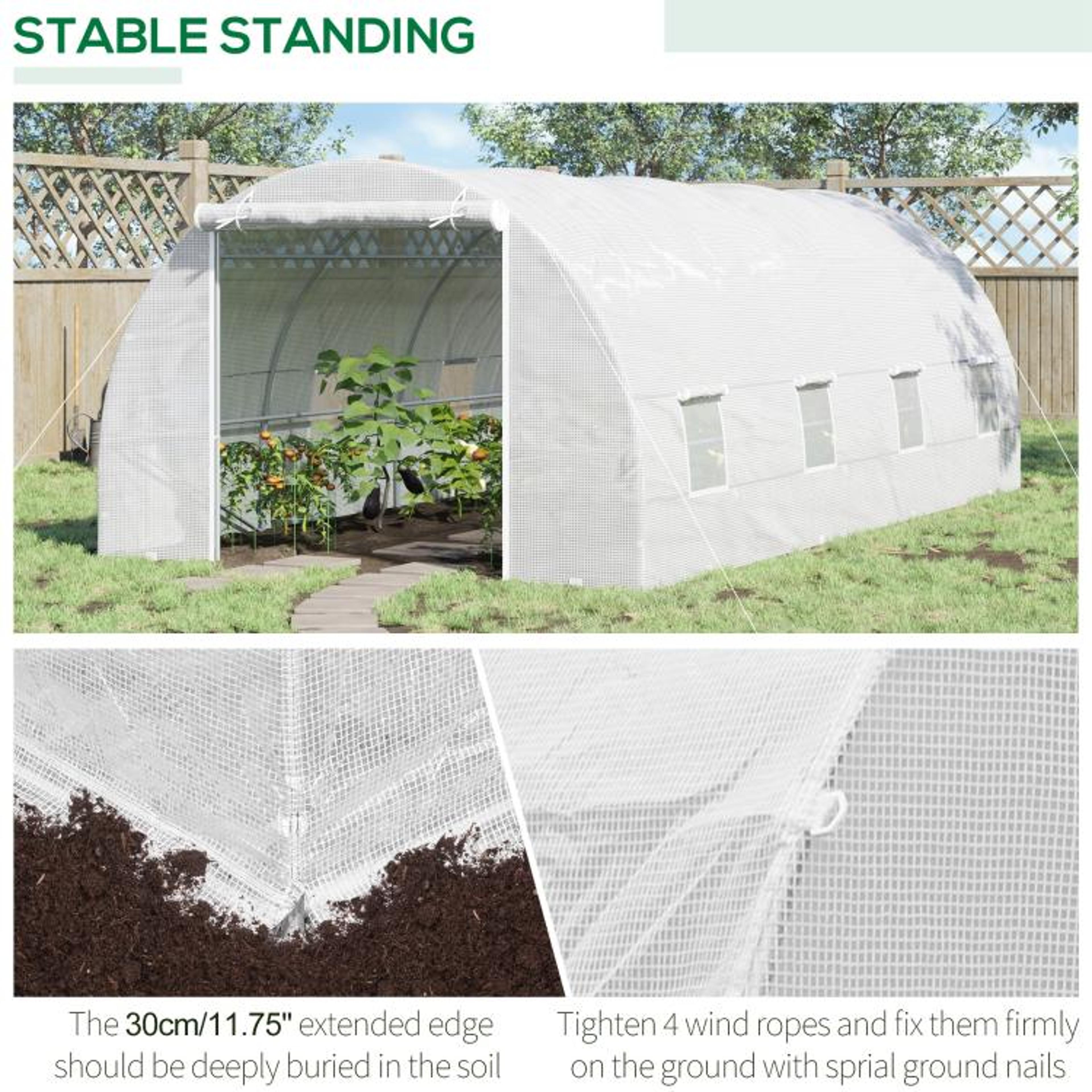 20 X 10 WalkIn Tunnel Greenhouse With Galvanized Steel Frame And 8 Mesh Windows 5