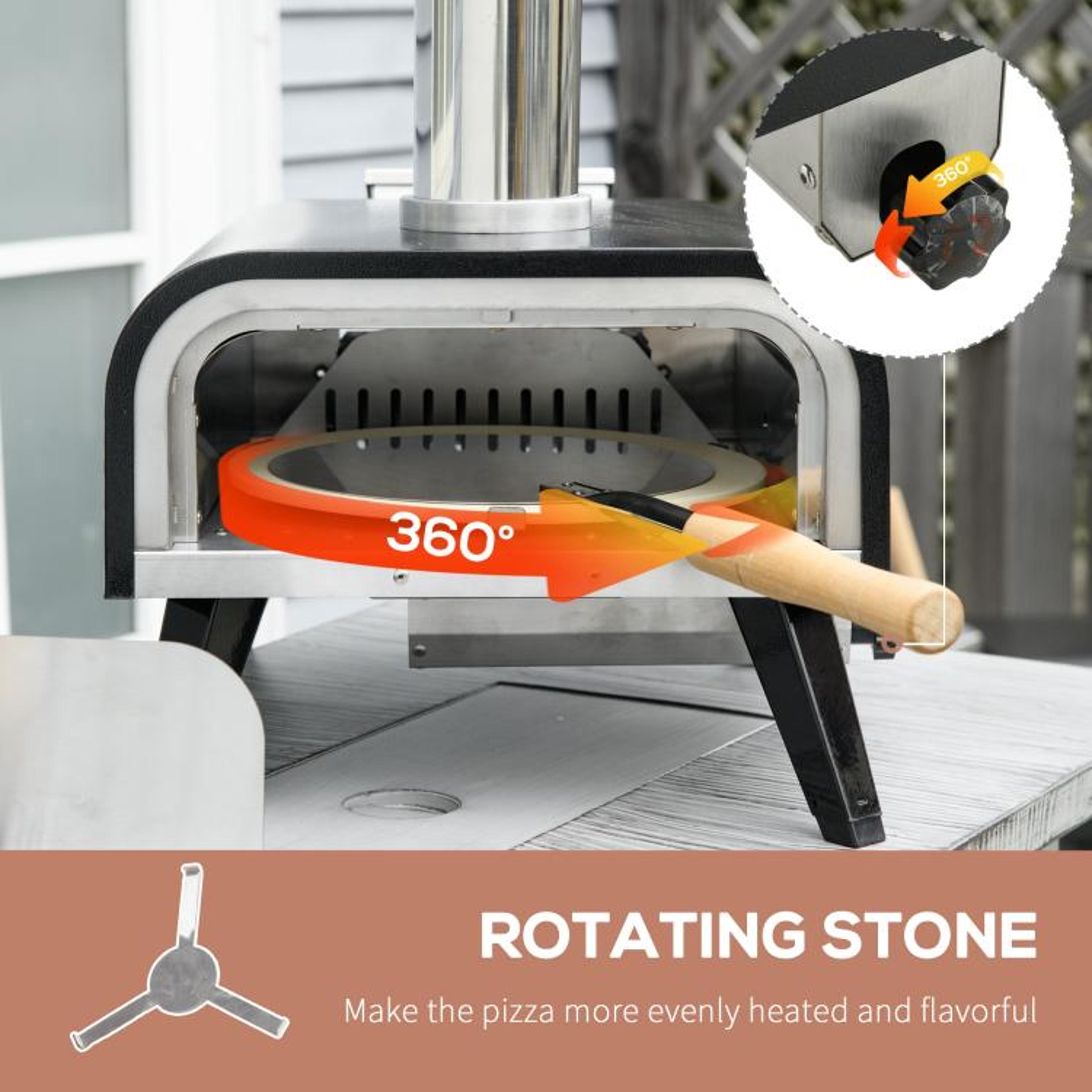 Outdoor WoodFired Pizza Oven With 12Inch Rotating Stone And Waterproof Cover 5