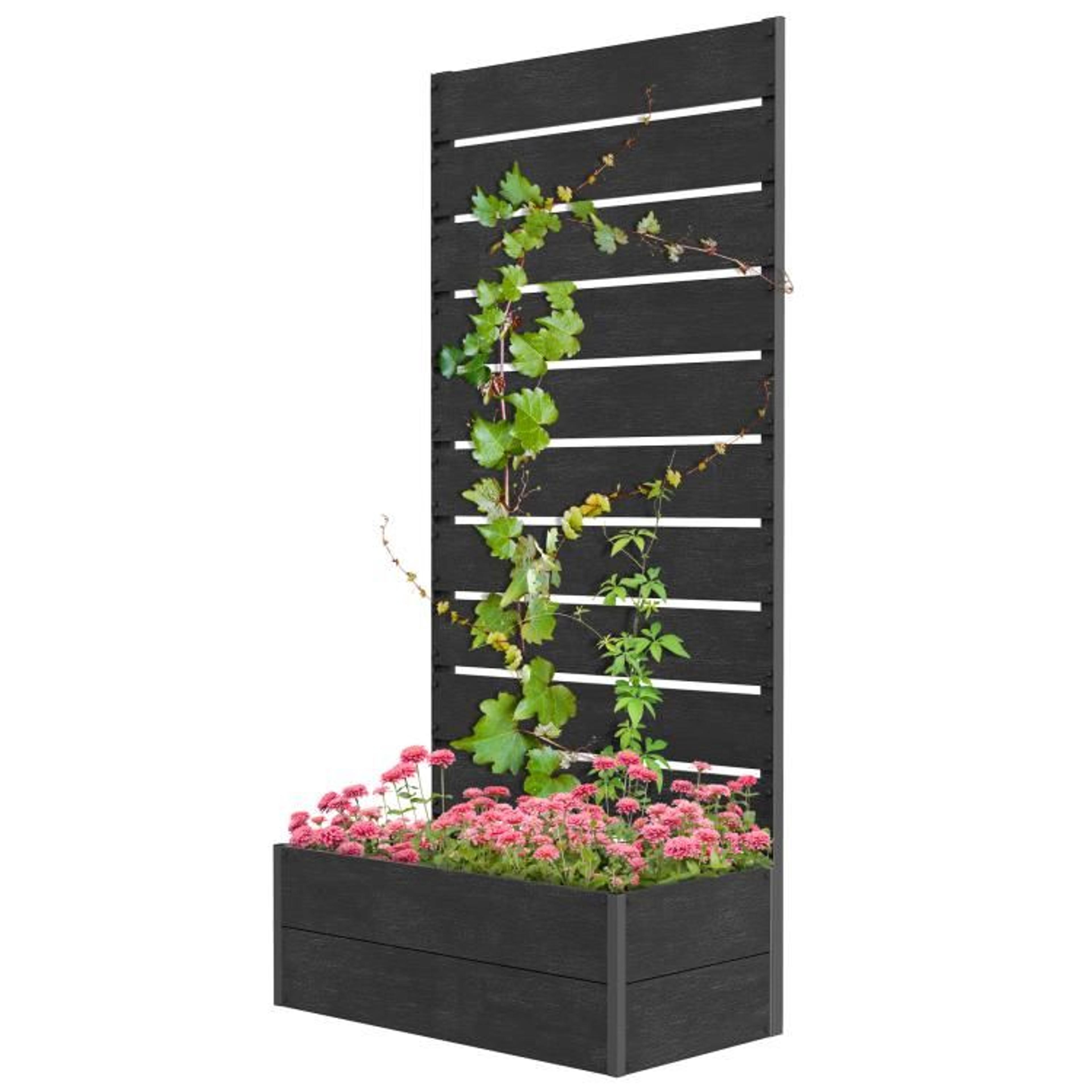 Raised Garden Bed With Trellis And Outdoor Planter Box Black 59Inch 1