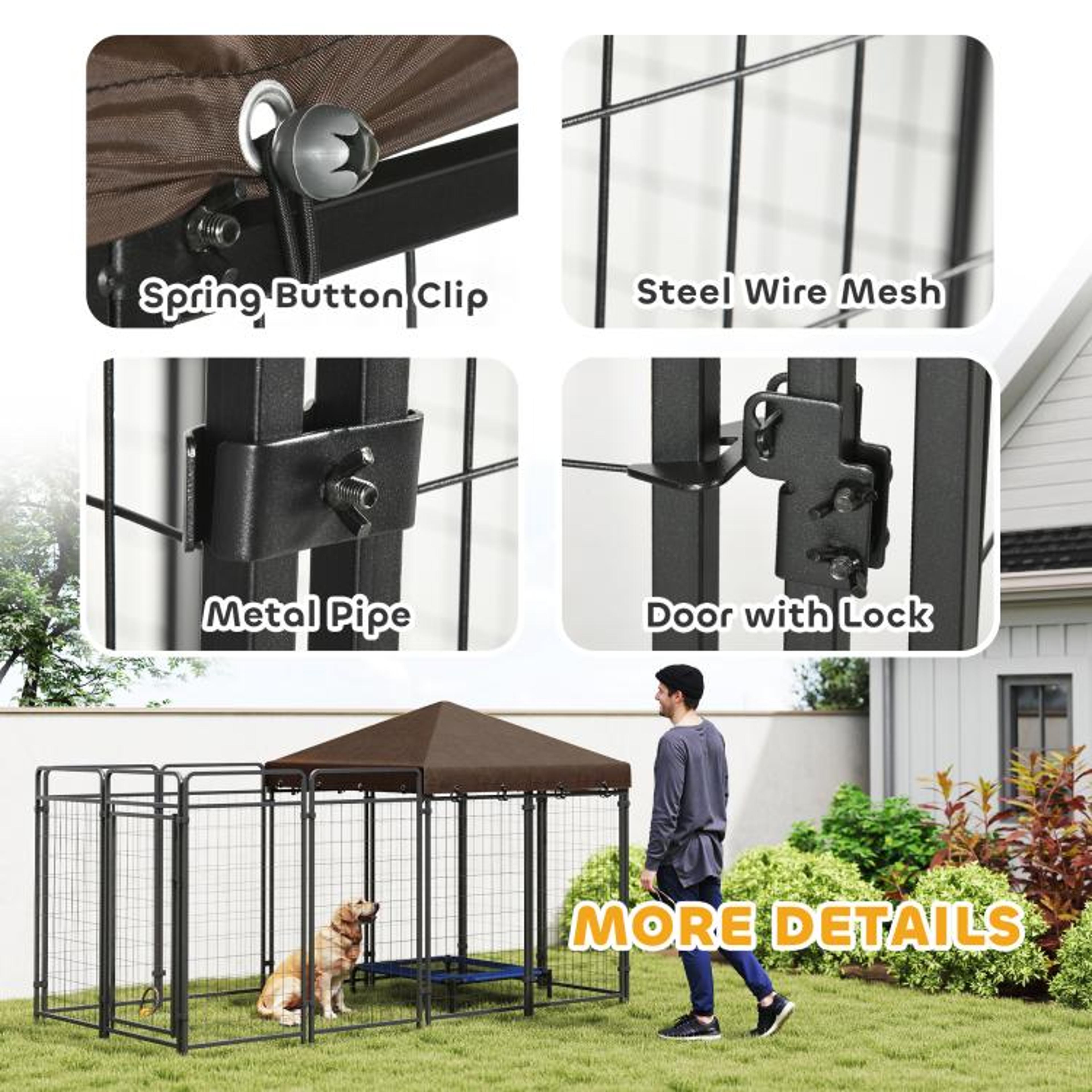 Outdoor Dog Kennel With Waterproof Canopy And HeavyDuty Steel Panels 5