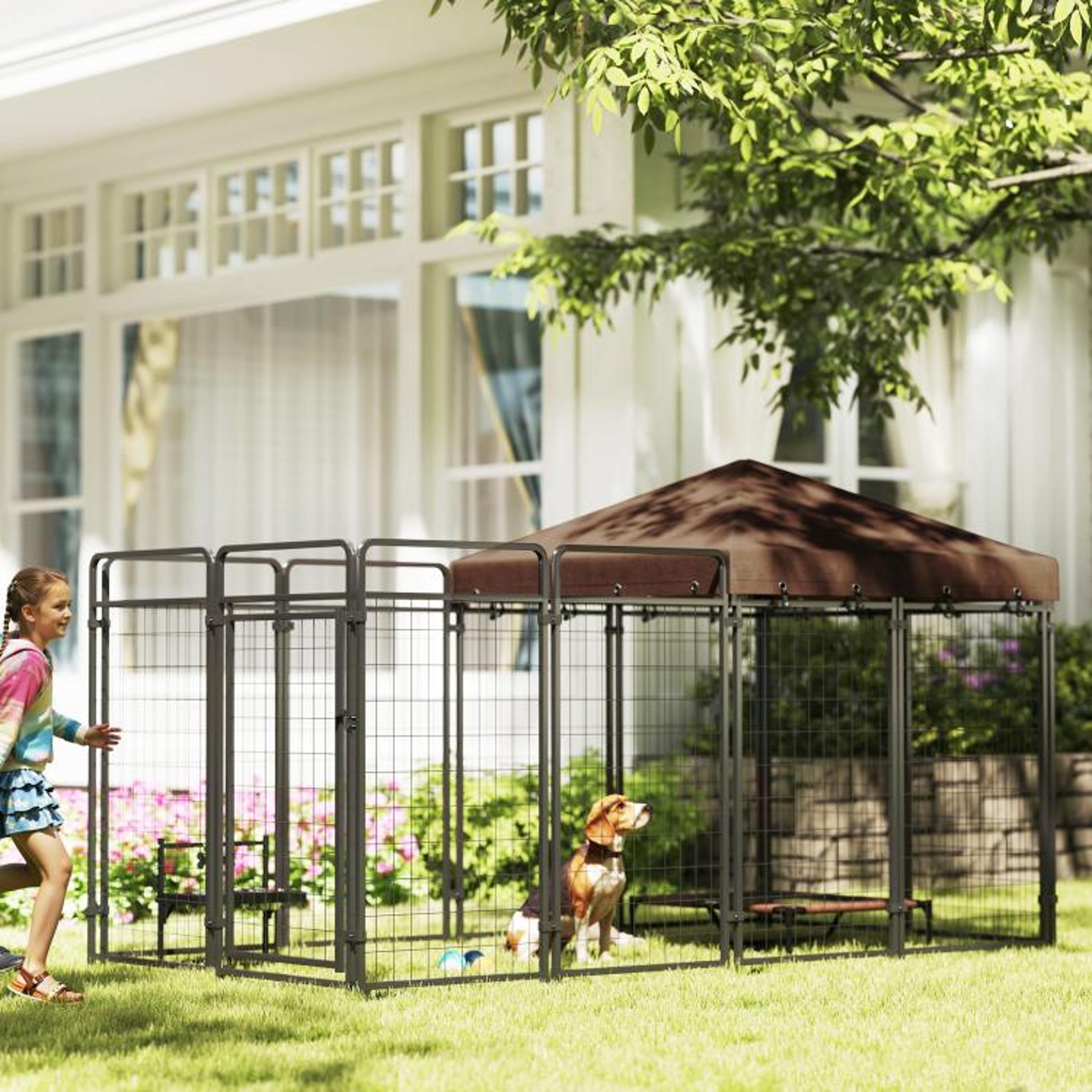 Outdoor Dog Kennel With Waterproof Canopy And HeavyDuty Steel Panels 6