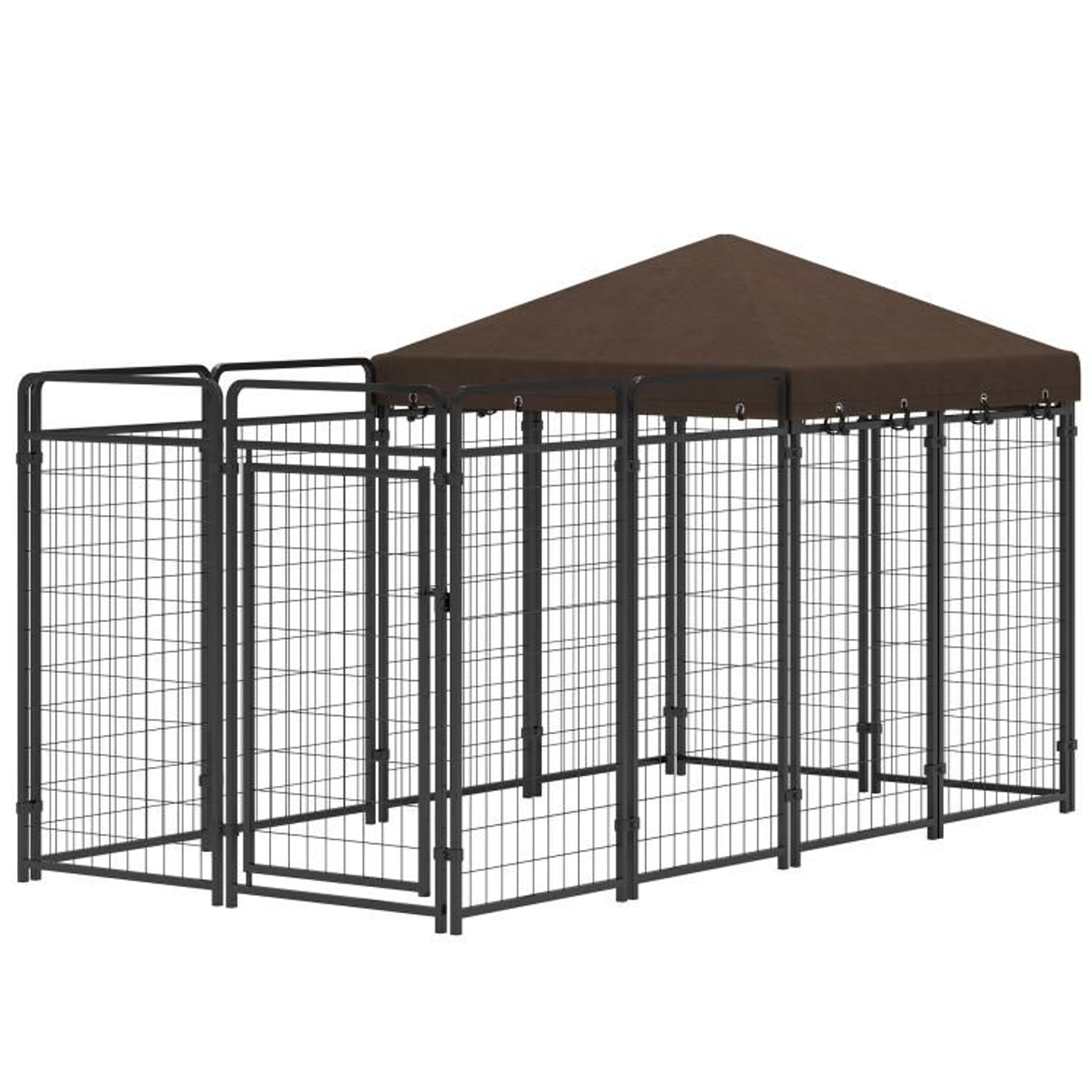 Outdoor Dog Kennel With Waterproof Canopy And HeavyDuty Steel Panels 1