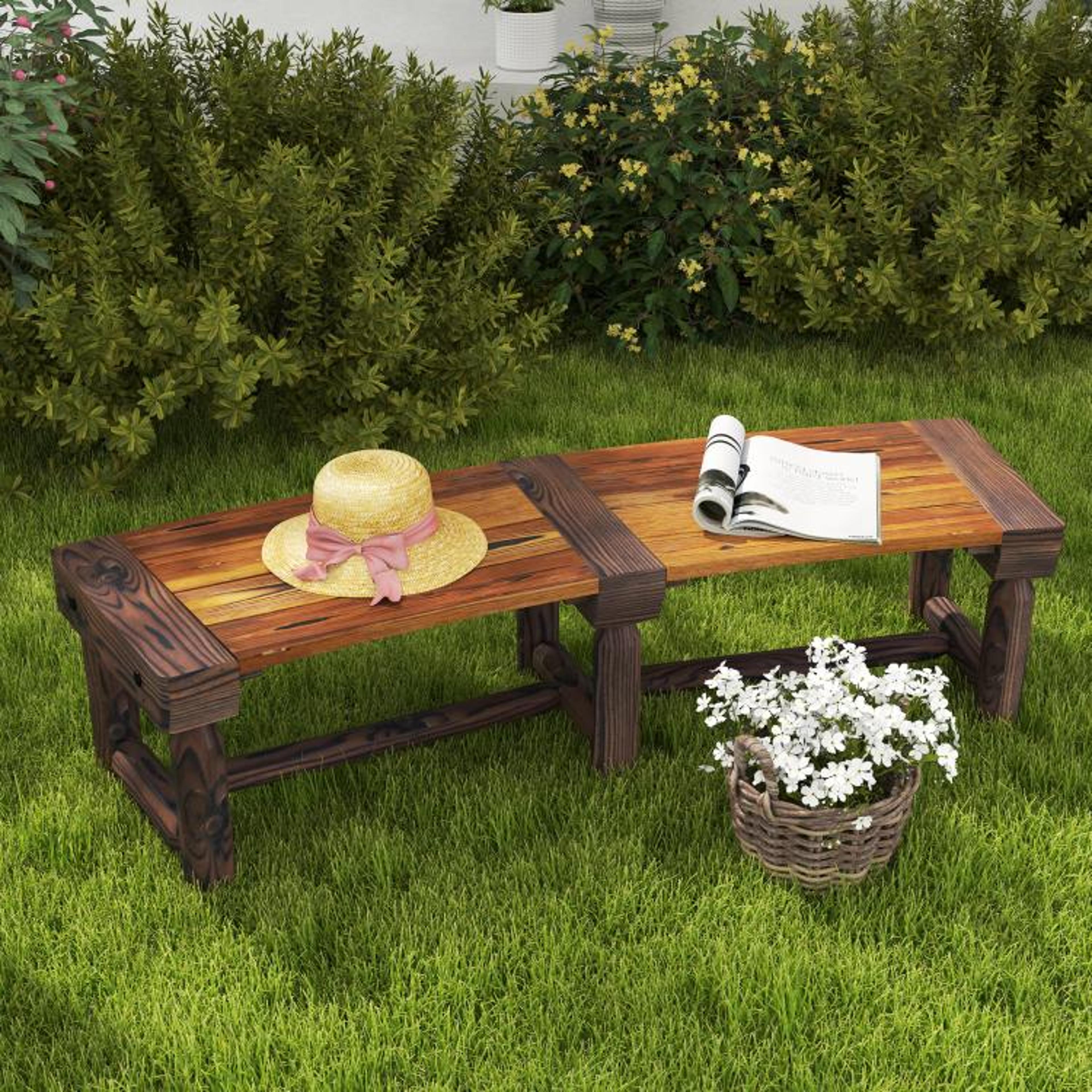 Wooden Outdoor Tree Bench Semicircular Fir Wood Garden Bench In Brown 2