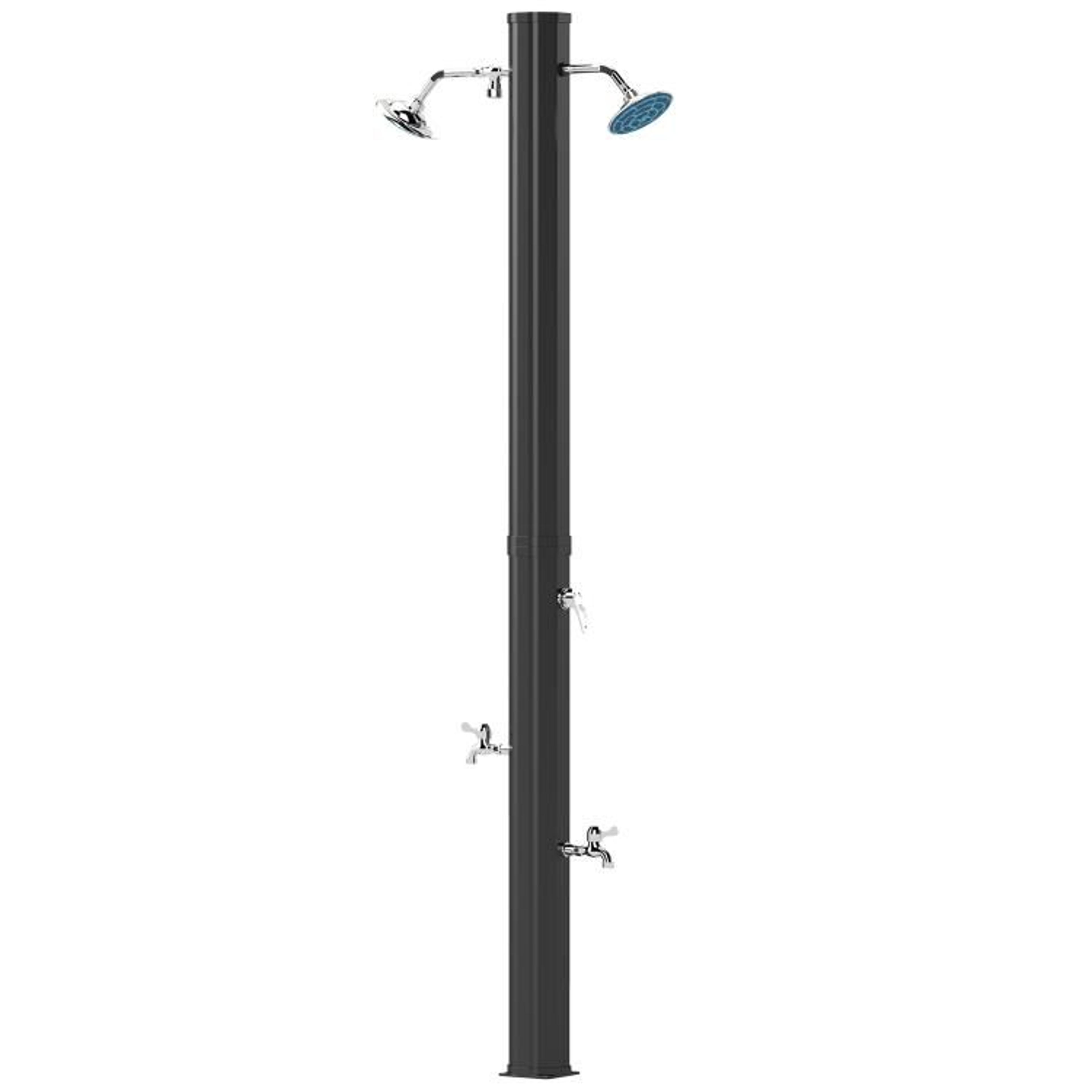 92 Gallon Solar Heated Outdoor Shower With Dual Rotating Shower Heads And Foot Showers 2