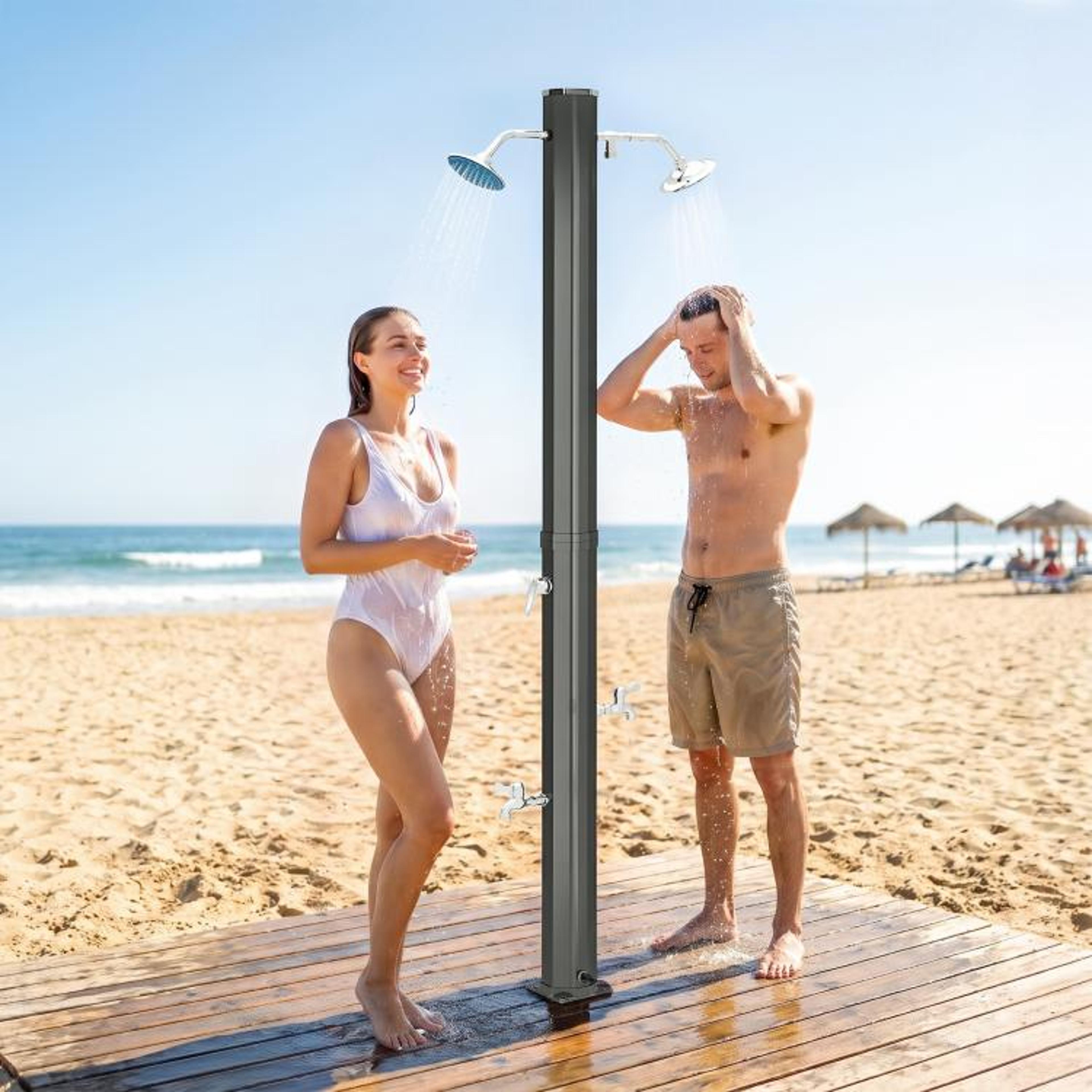 92 Gallon Solar Heated Outdoor Shower With Dual Rotating Shower Heads And Foot Showers 3