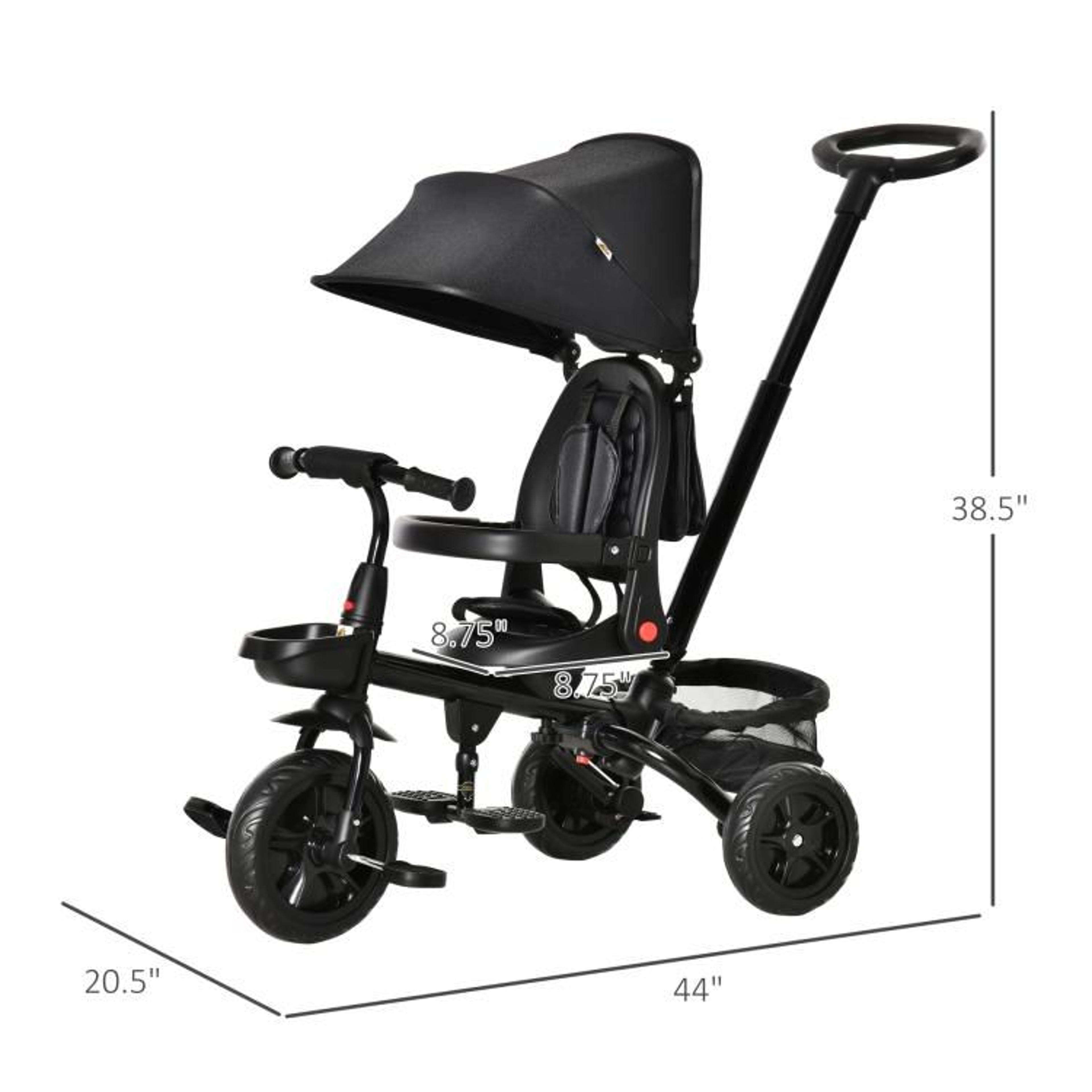 5in1 Foldable Kids Tricycle With Reversible Seat And Adjustable Parent Handle 4