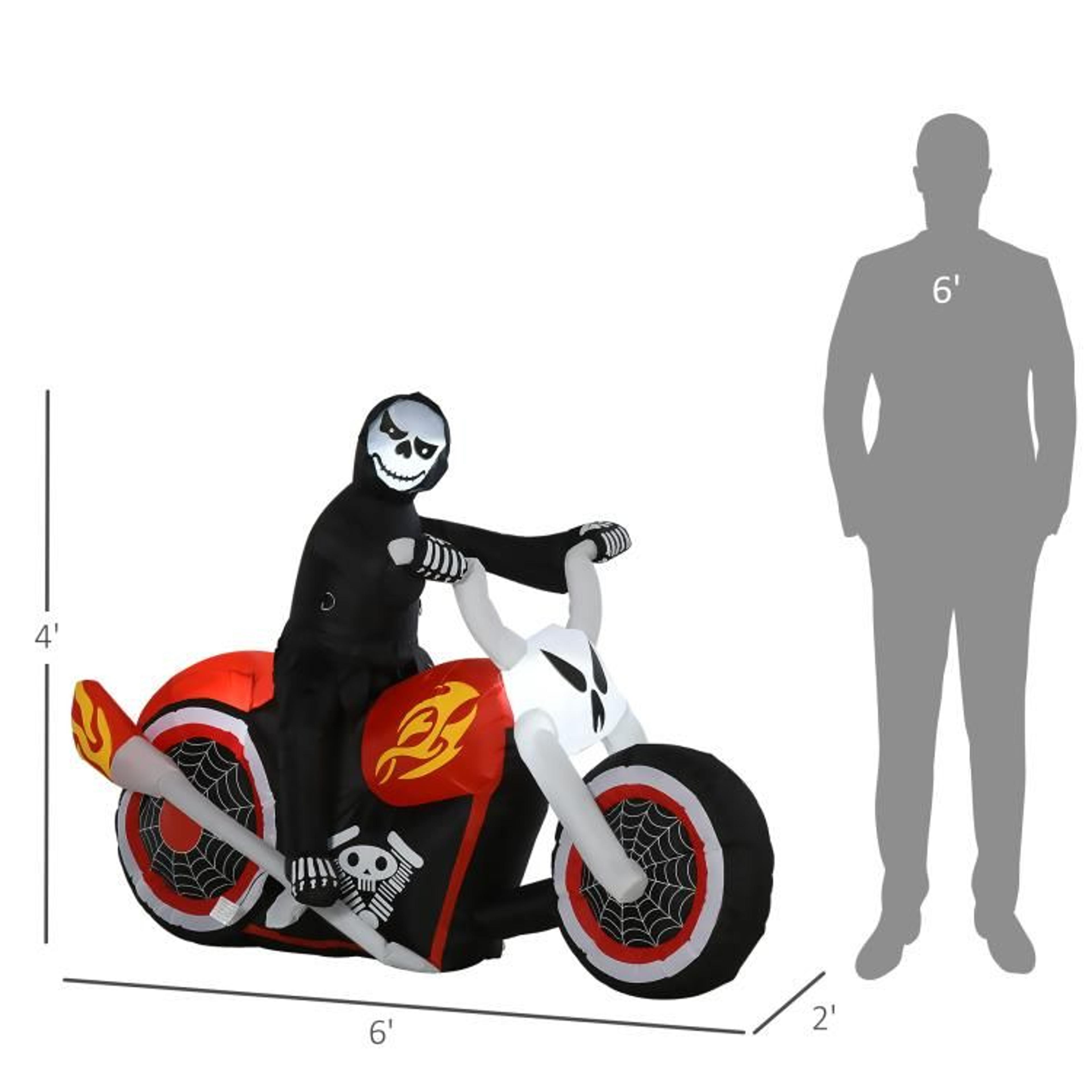 Halloween Inflatable Ghost Biker With LED Lights  6 Ft Outdoor Yard Decoration 4