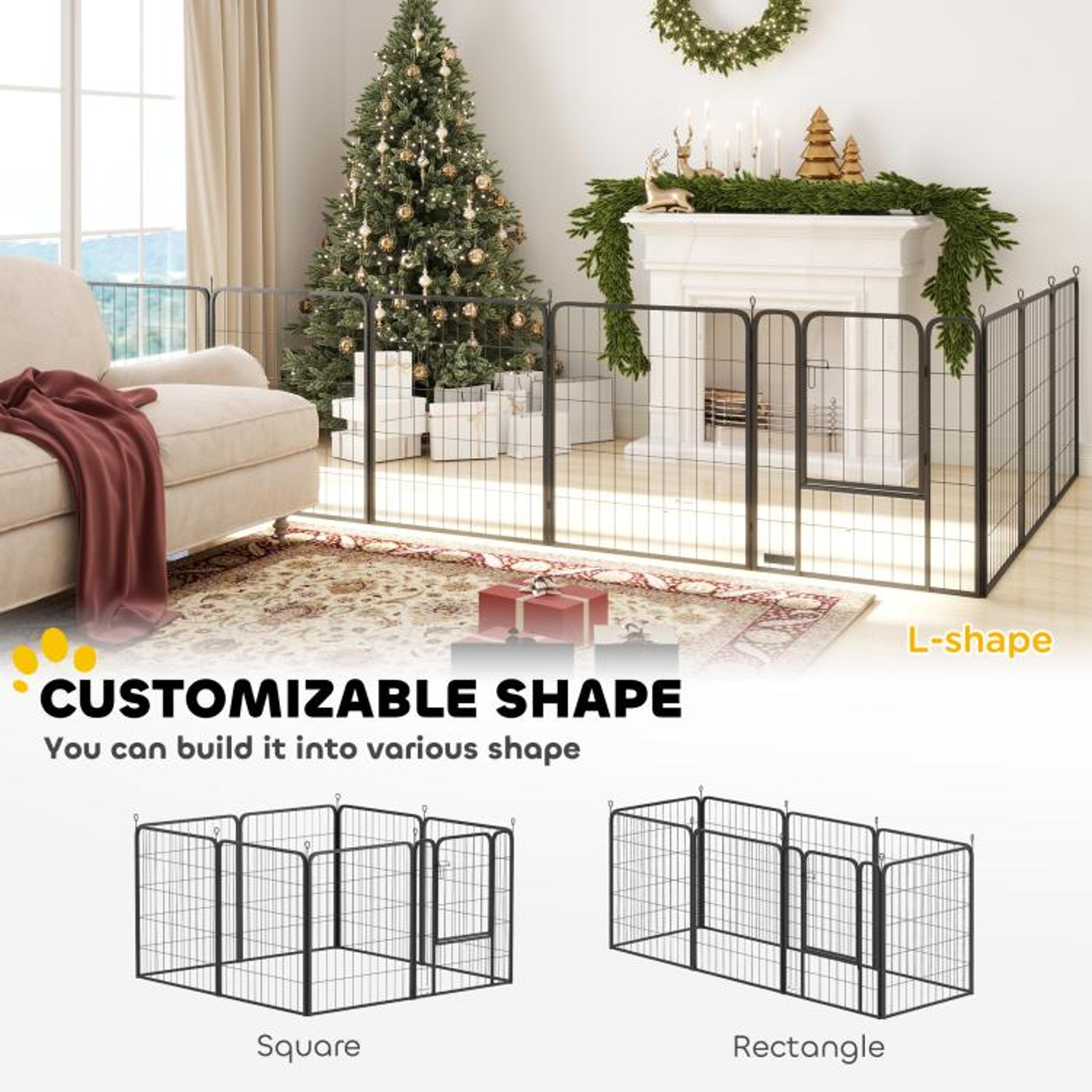 Heavy Duty Metal Dog Playpen With 8 Adjustable Panels And 3 Doors 6