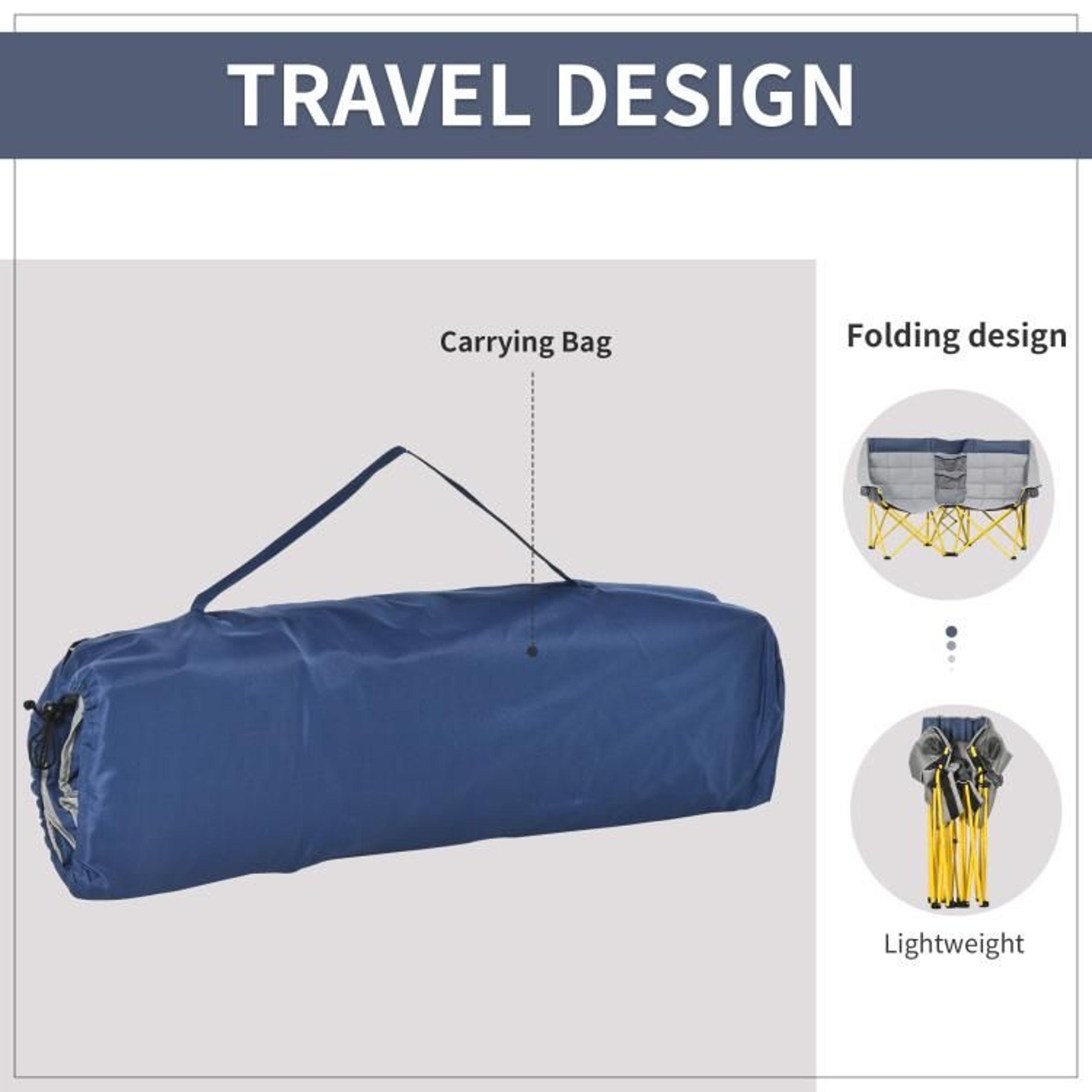 Double Camping Chair With Cup Holders And Carry Bag  Navy Blue And Gray 5