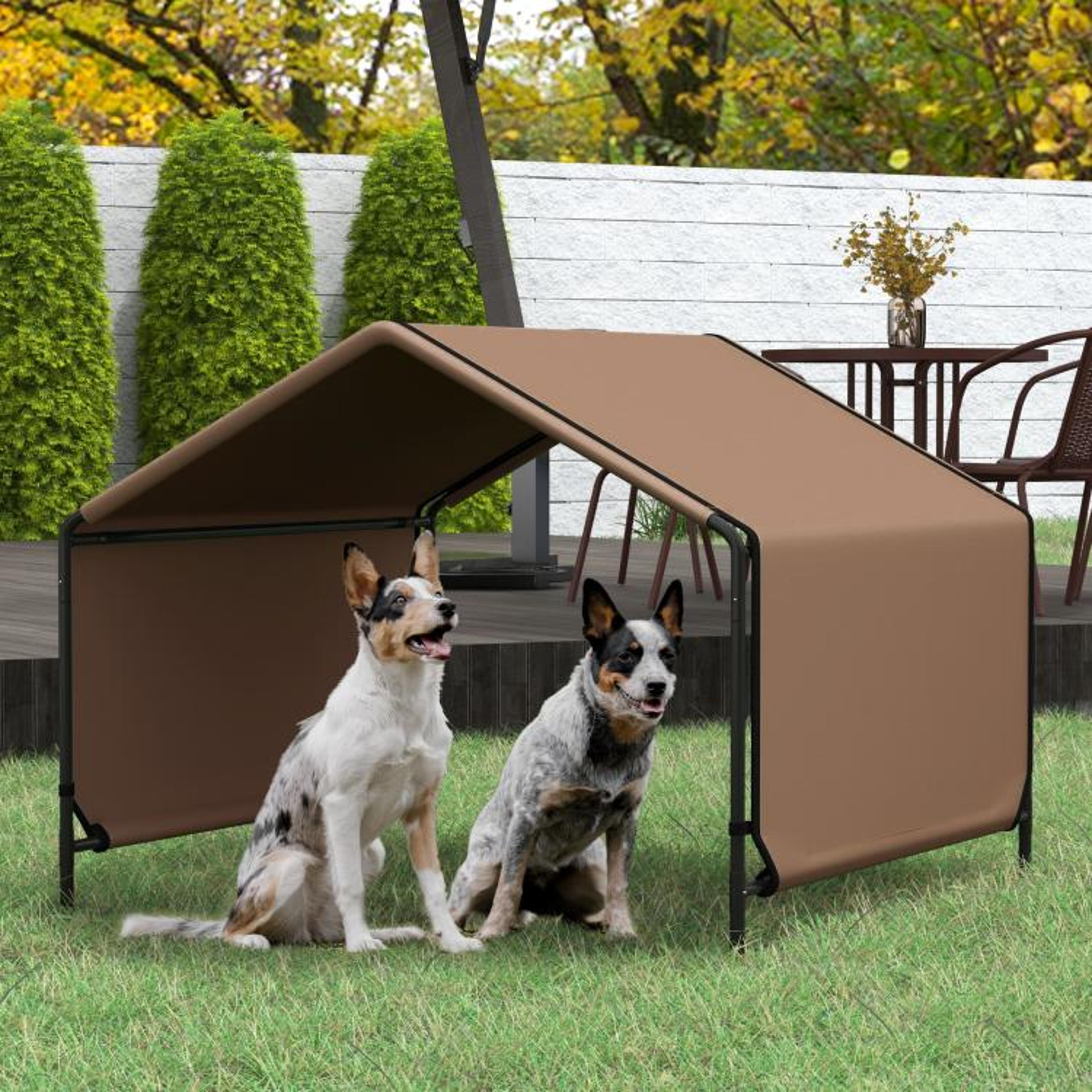 Portable Dog Shade Tent With WaterResistant Fabric And Steel Frame  Brown 3
