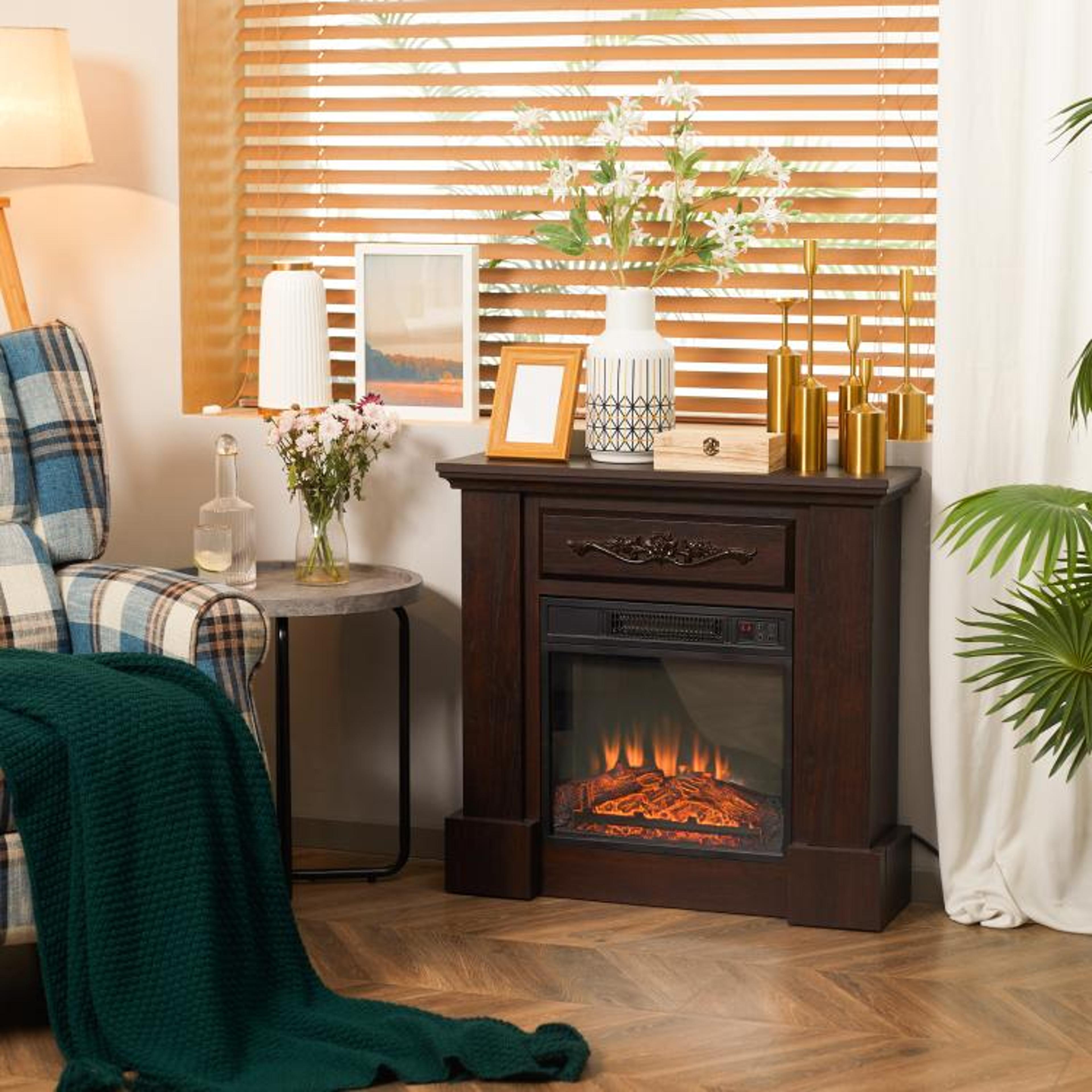 32Inch Electric Fireplace With Mantel And Remote Control 1400W White Heater 2