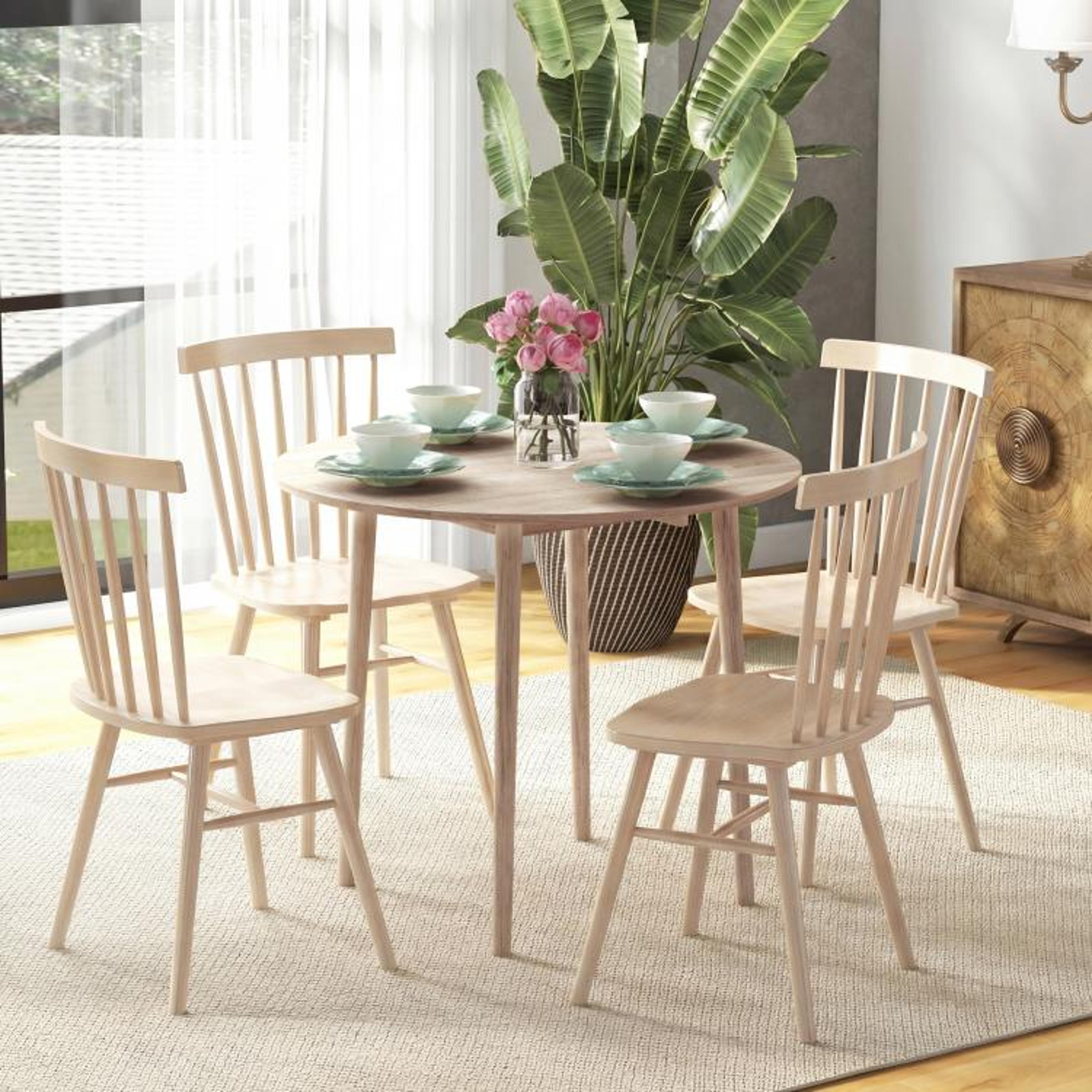Round Drop Leaf Dining Table For Small Spaces With Pine Wood Legs  Oak 2