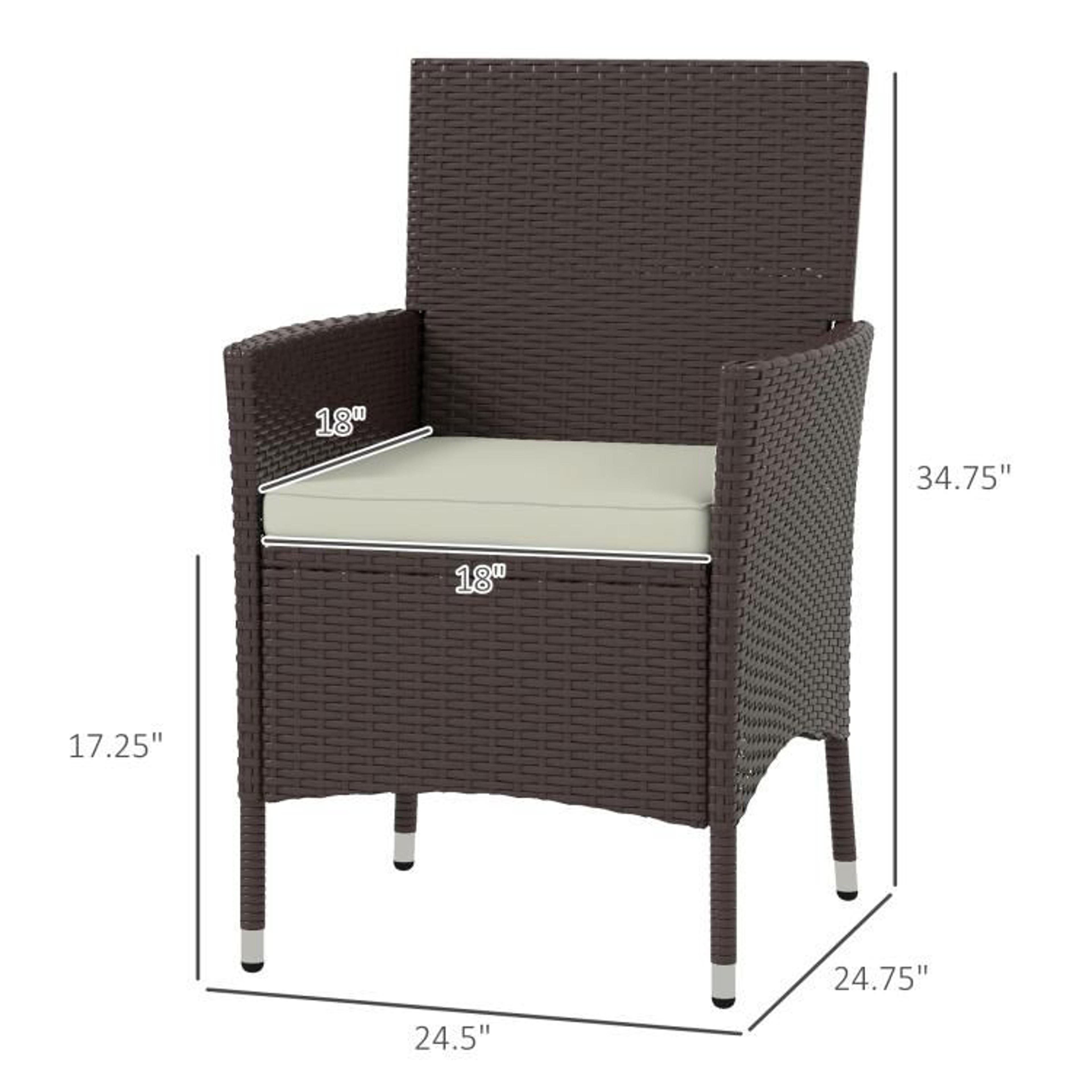 Outdoor Wicker Dining Chairs Set Of 2 With Cushions  Dark Coffee 4