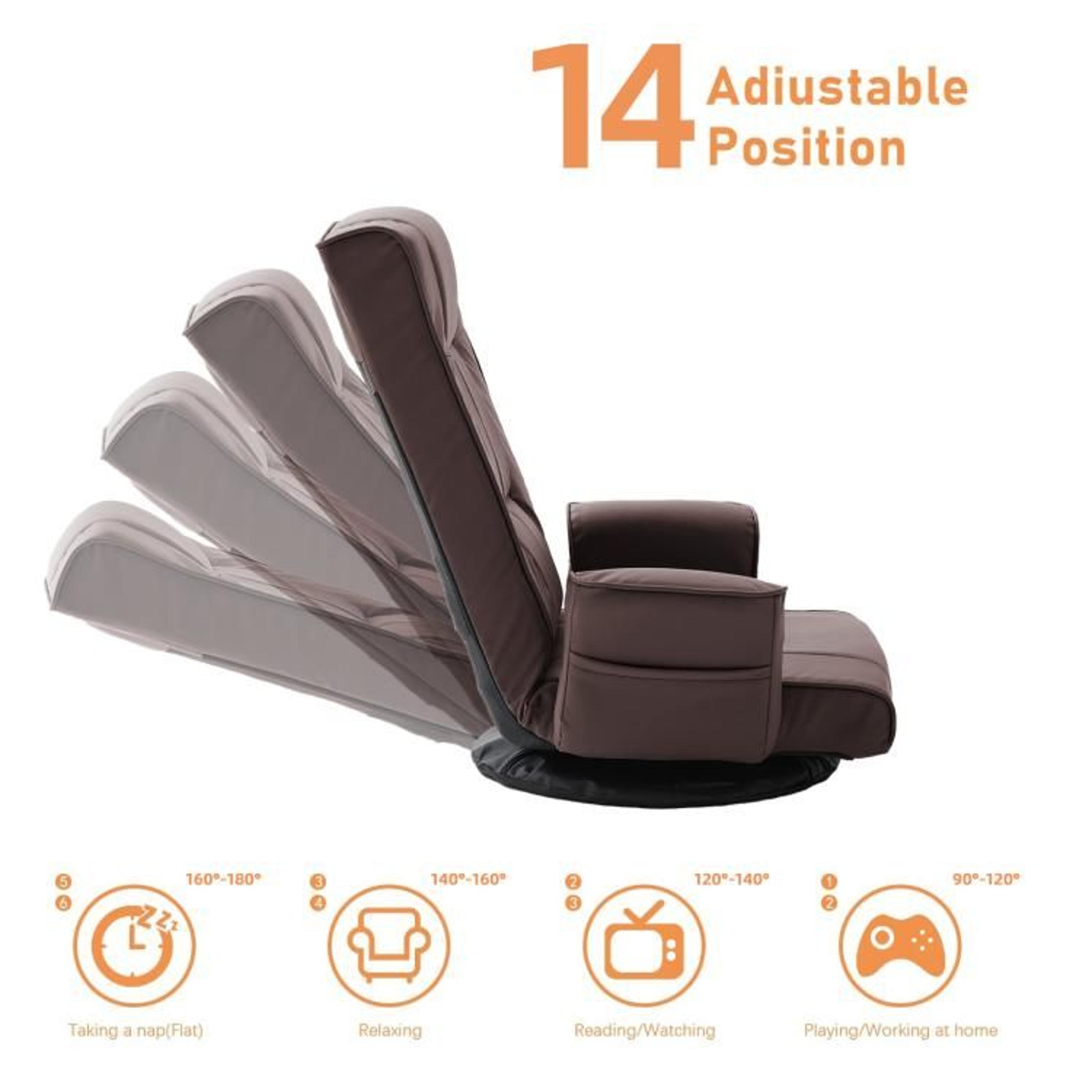 360 Swivel Floor Gaming Chair With 14Position Adjustable Backrest And Armrests 5