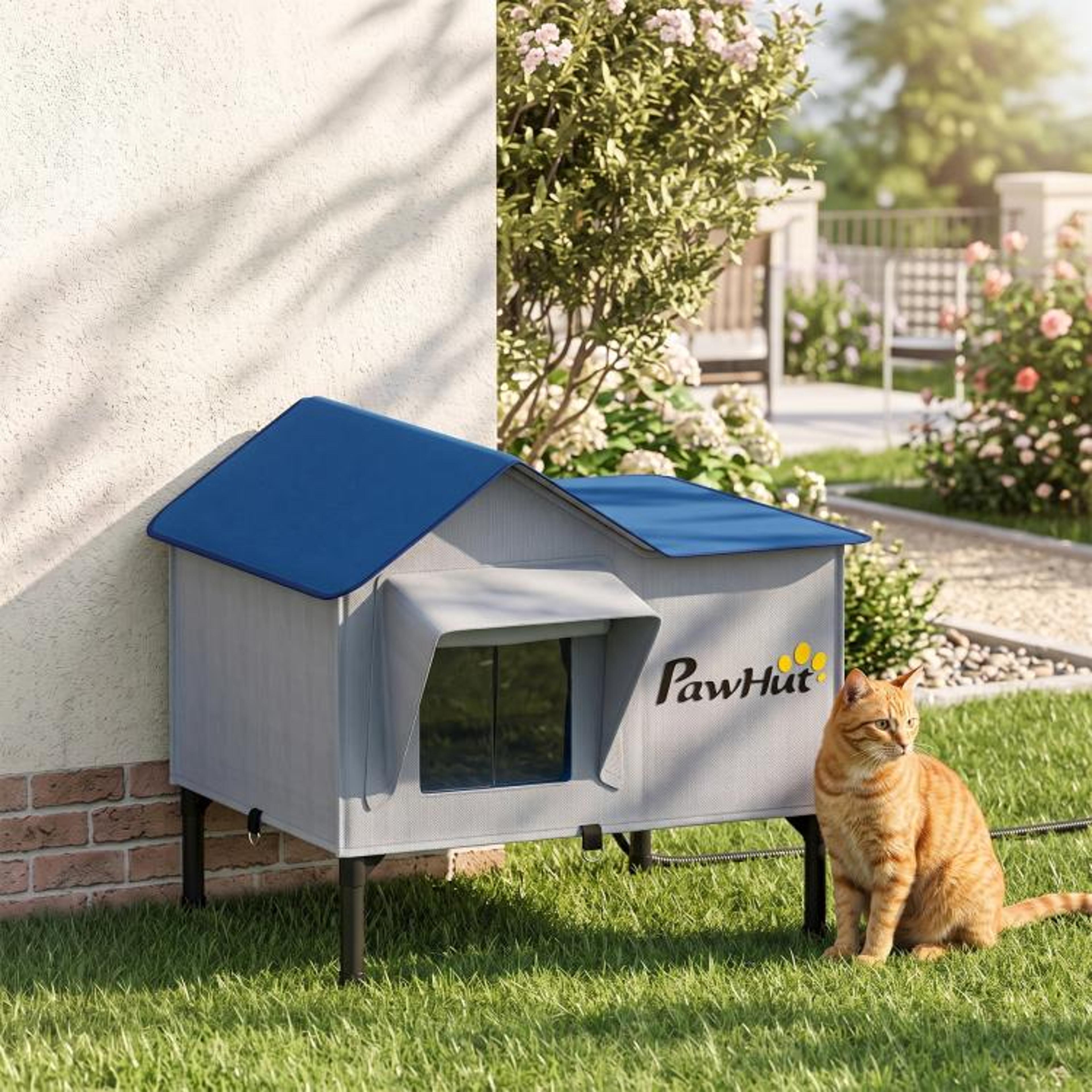 Heated Outdoor Cat House With Insulated Waterproof Shelter And Escape Door 3