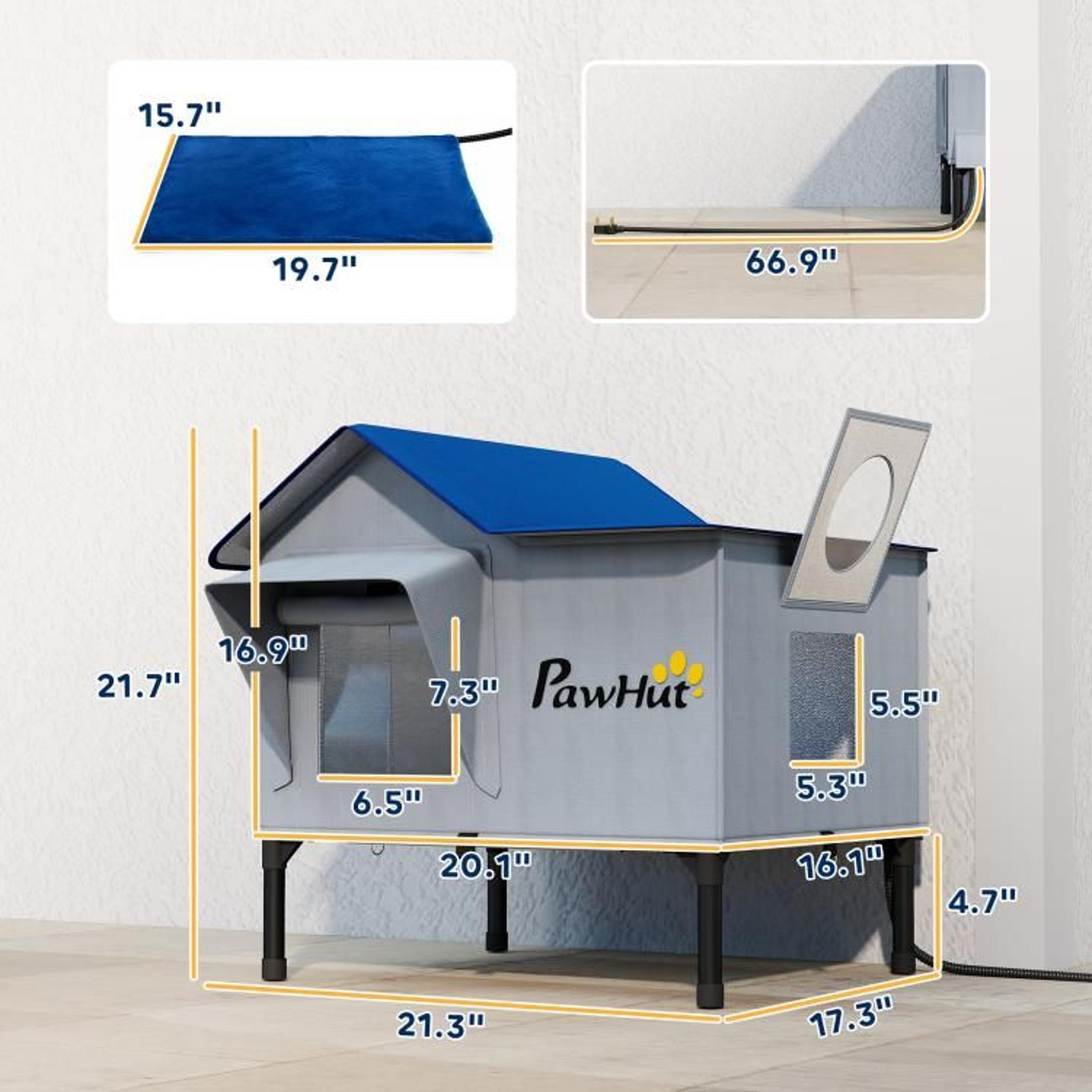 Heated Outdoor Cat House With Insulated Waterproof Shelter And Escape Door 4