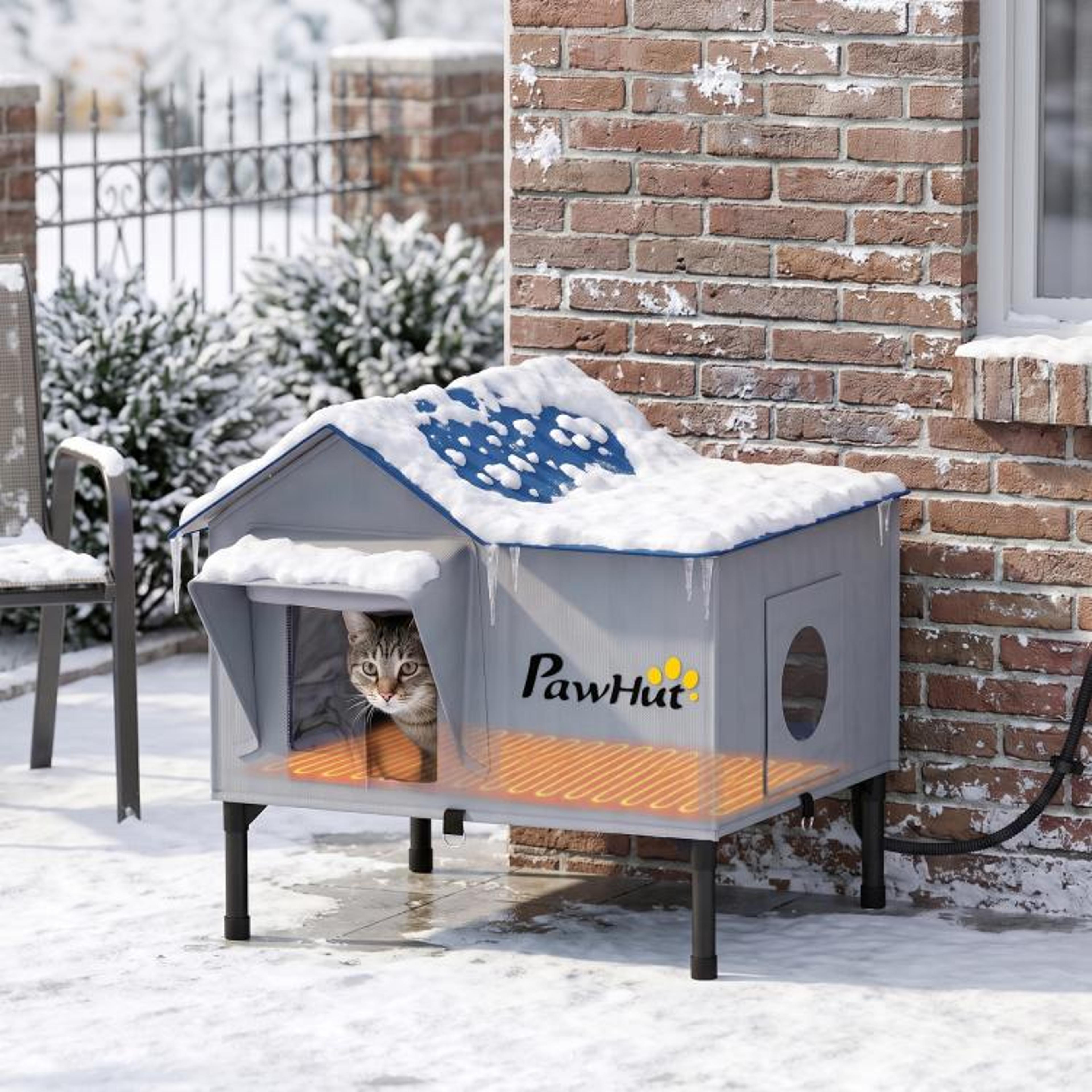 Heated Outdoor Cat House With Insulated Waterproof Shelter And Escape Door 2