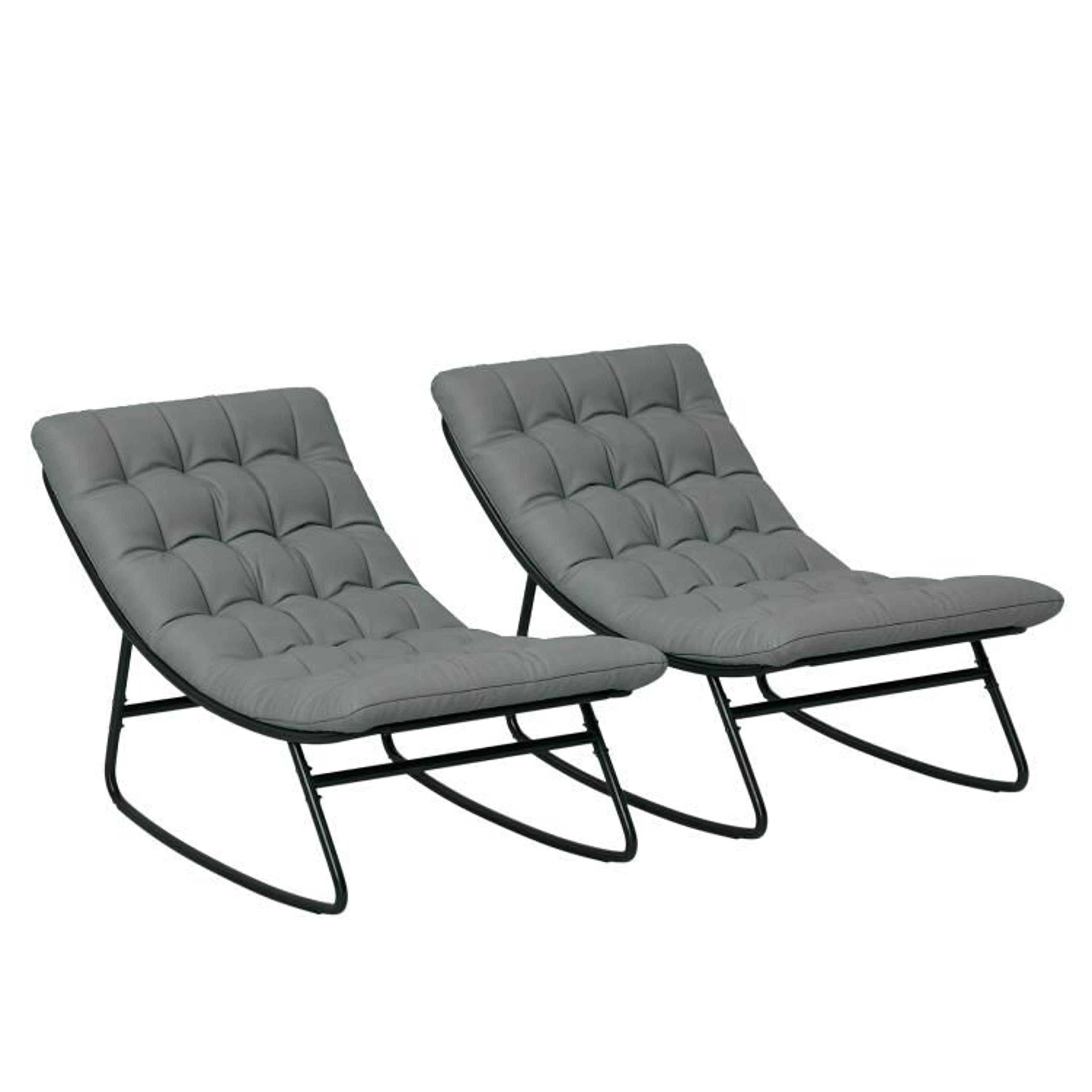 outdoor patio rocking chairs set of 2 with deep mesh seats  dark gray
