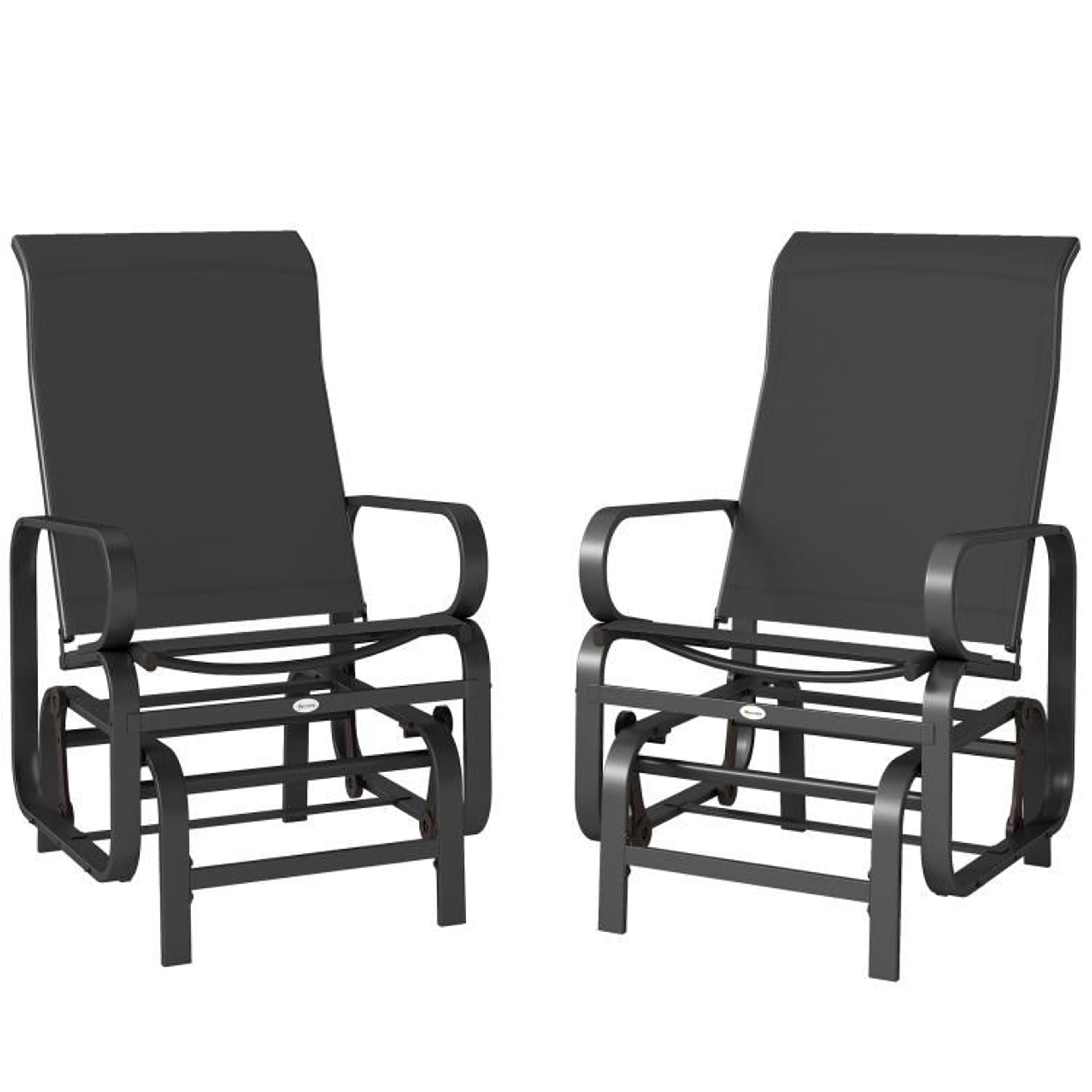 Outdoor Glider Chairs Set Of 2 With Steel Frames And Breathable Mesh Black 1