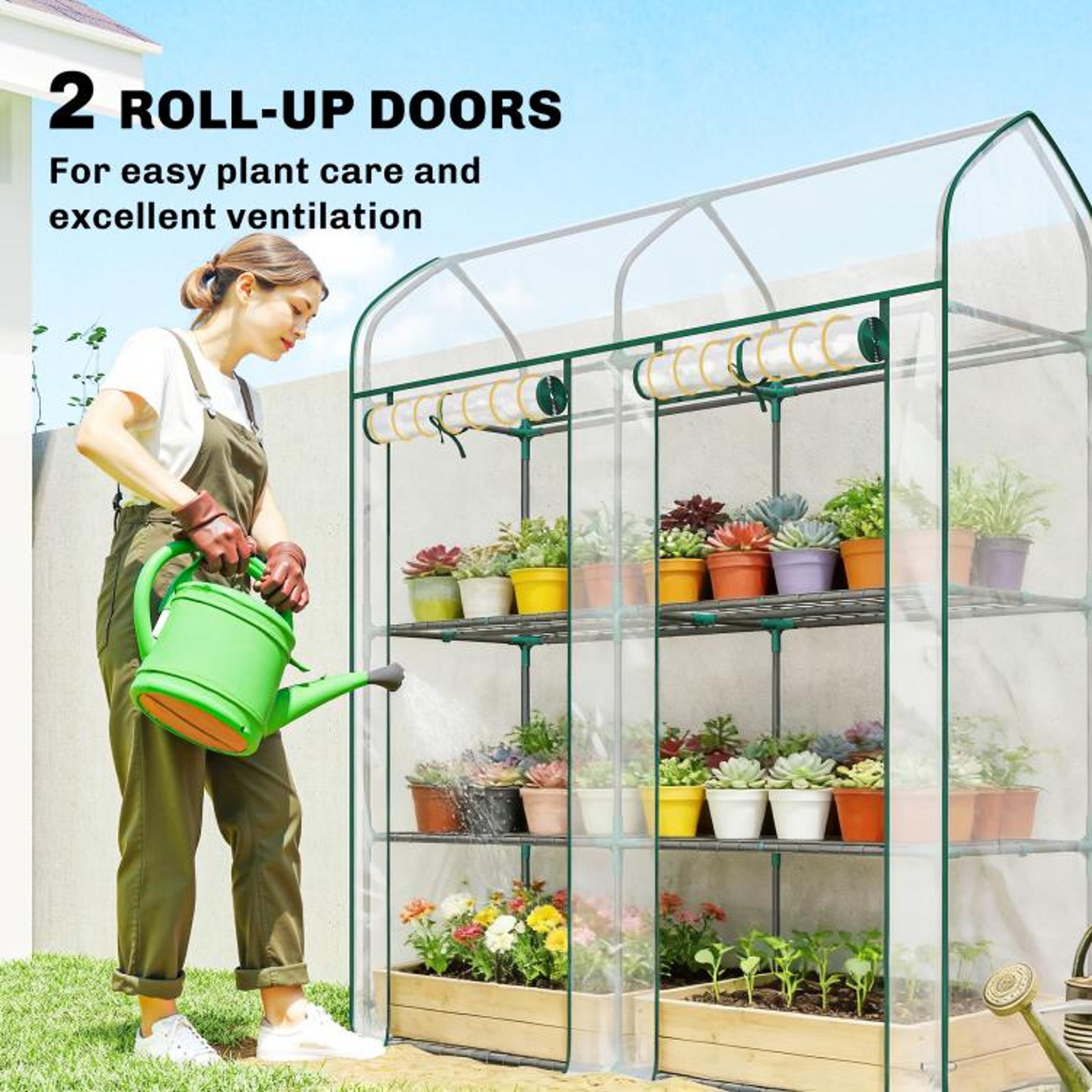 3Tier Mini Greenhouse With Clear PVC Cover And 2 RollUp Doors 6