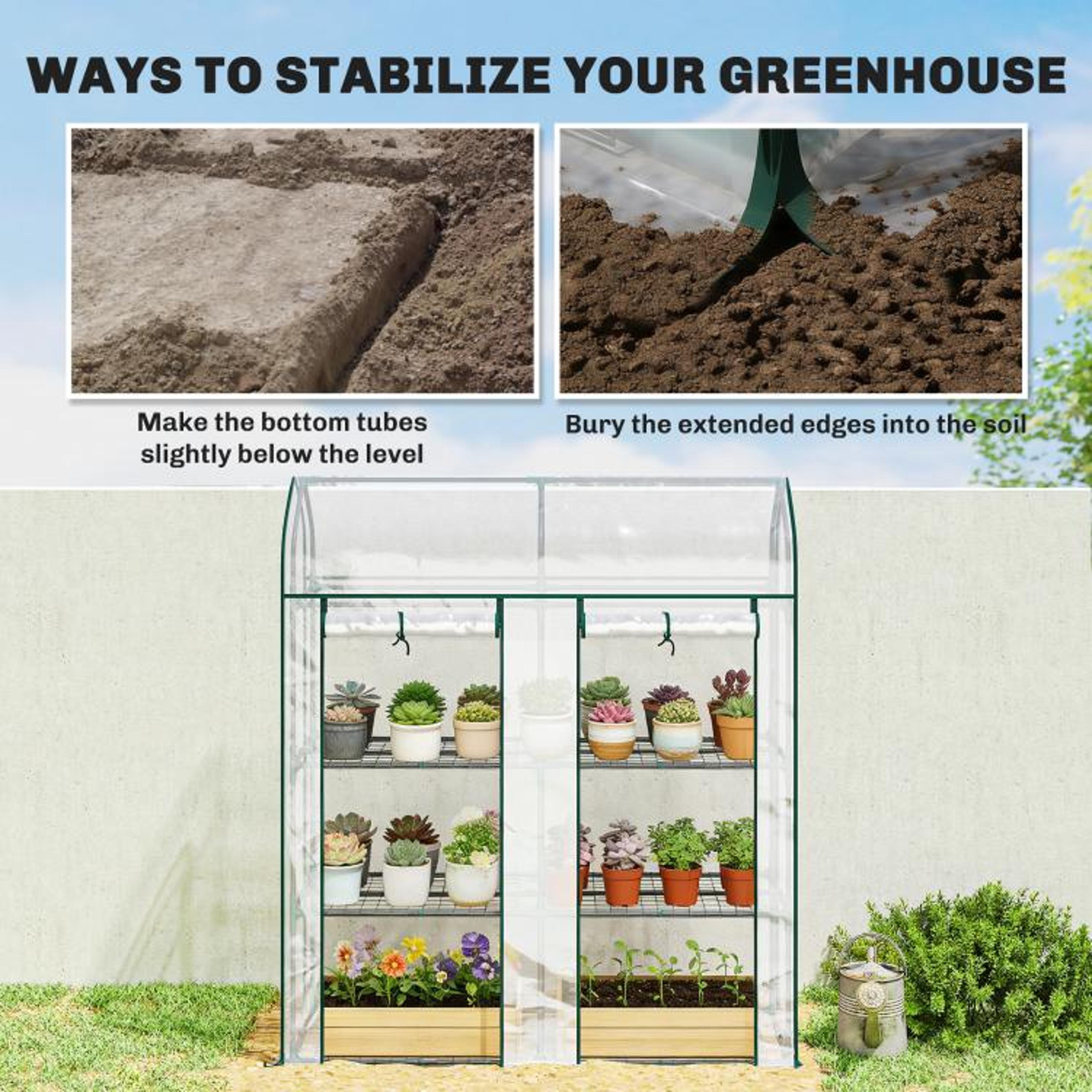3Tier Mini Greenhouse With Clear PVC Cover And 2 RollUp Doors 5