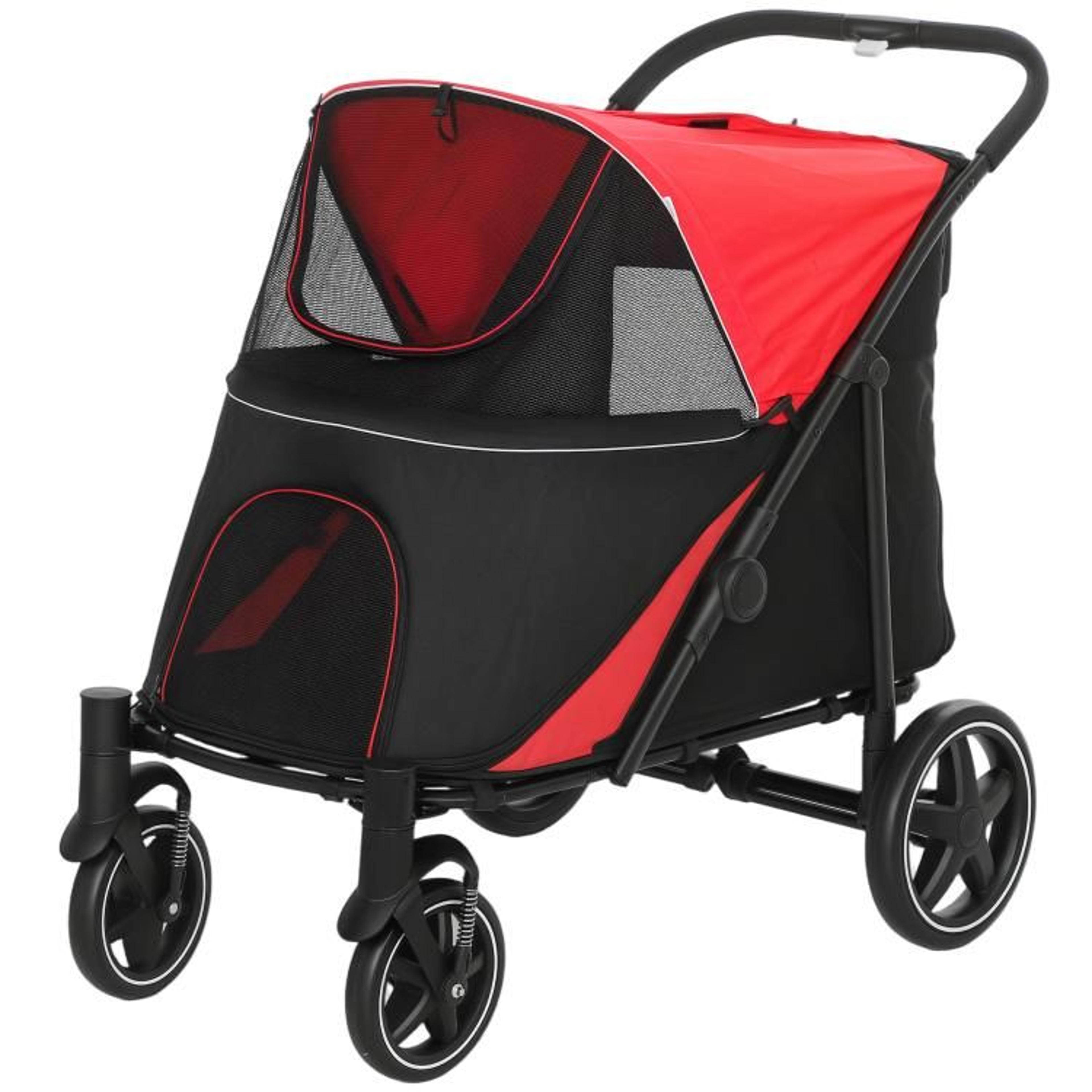 Large Dog Stroller With OneClick Folding And Shock Absorbers  Red 1