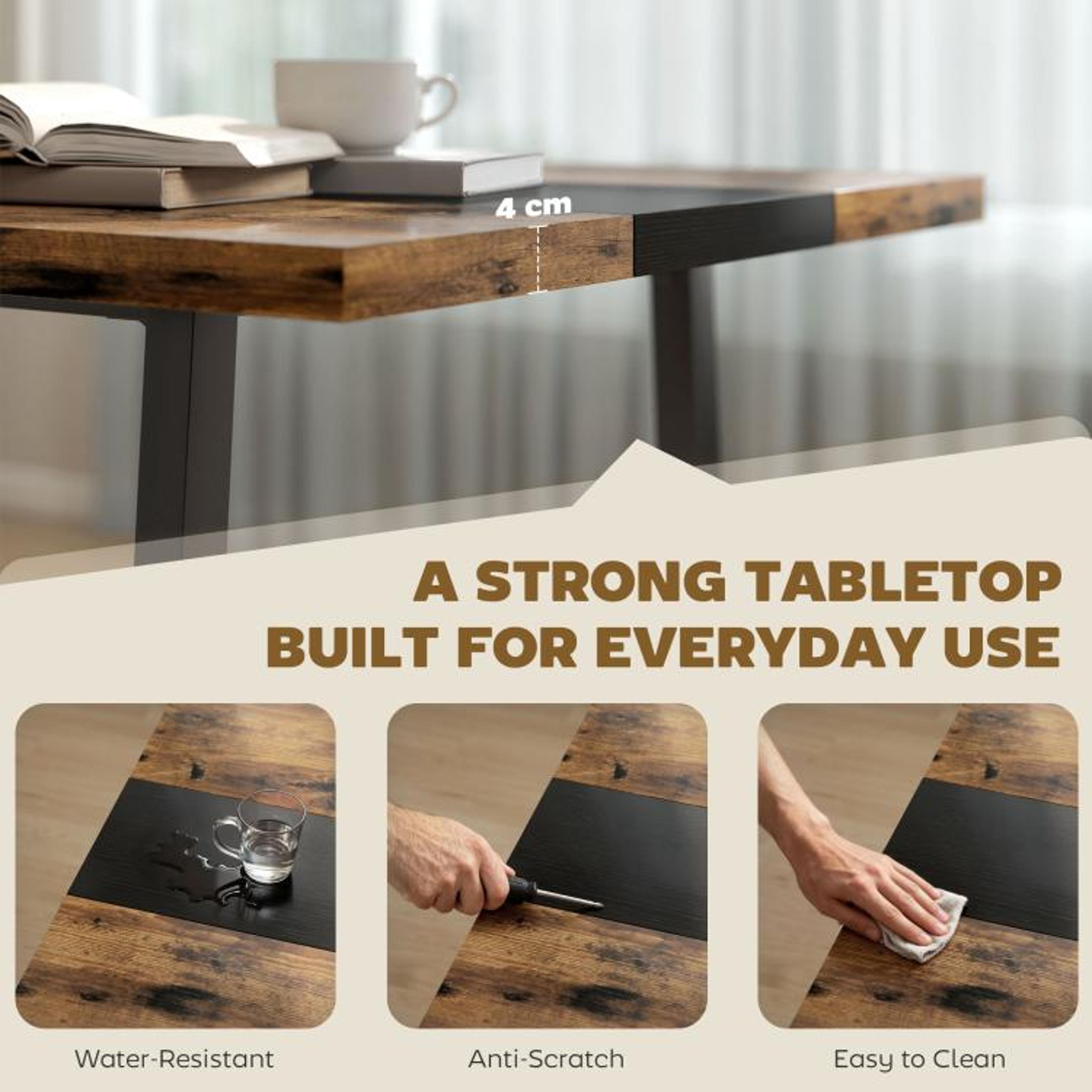 709Inch Industrial Dining Table For 8 With Rustic Brown Top And Steel Legs 5