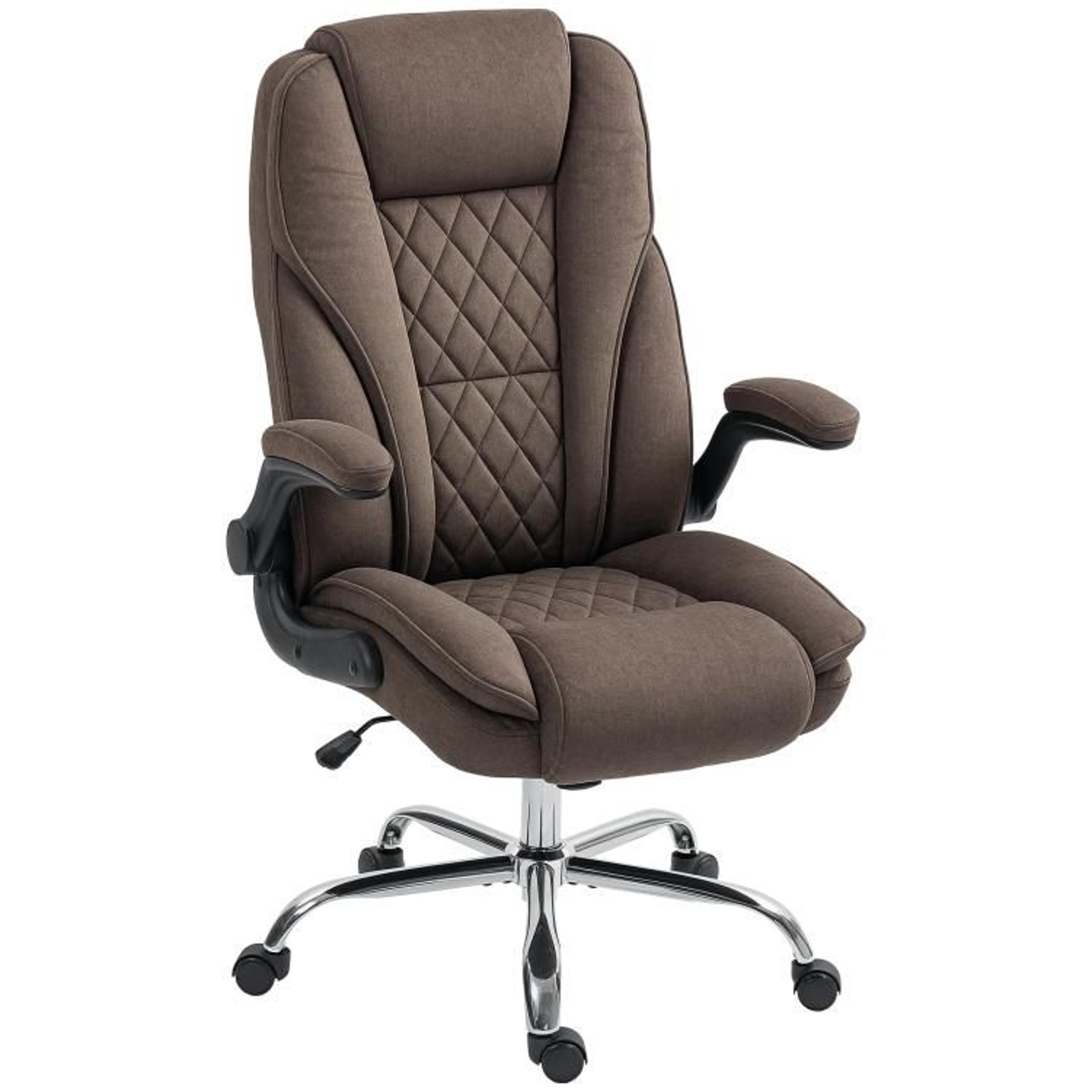 Executive Office Chair With FlipUp Armrests And Diamond Pattern  Dark Brown 1